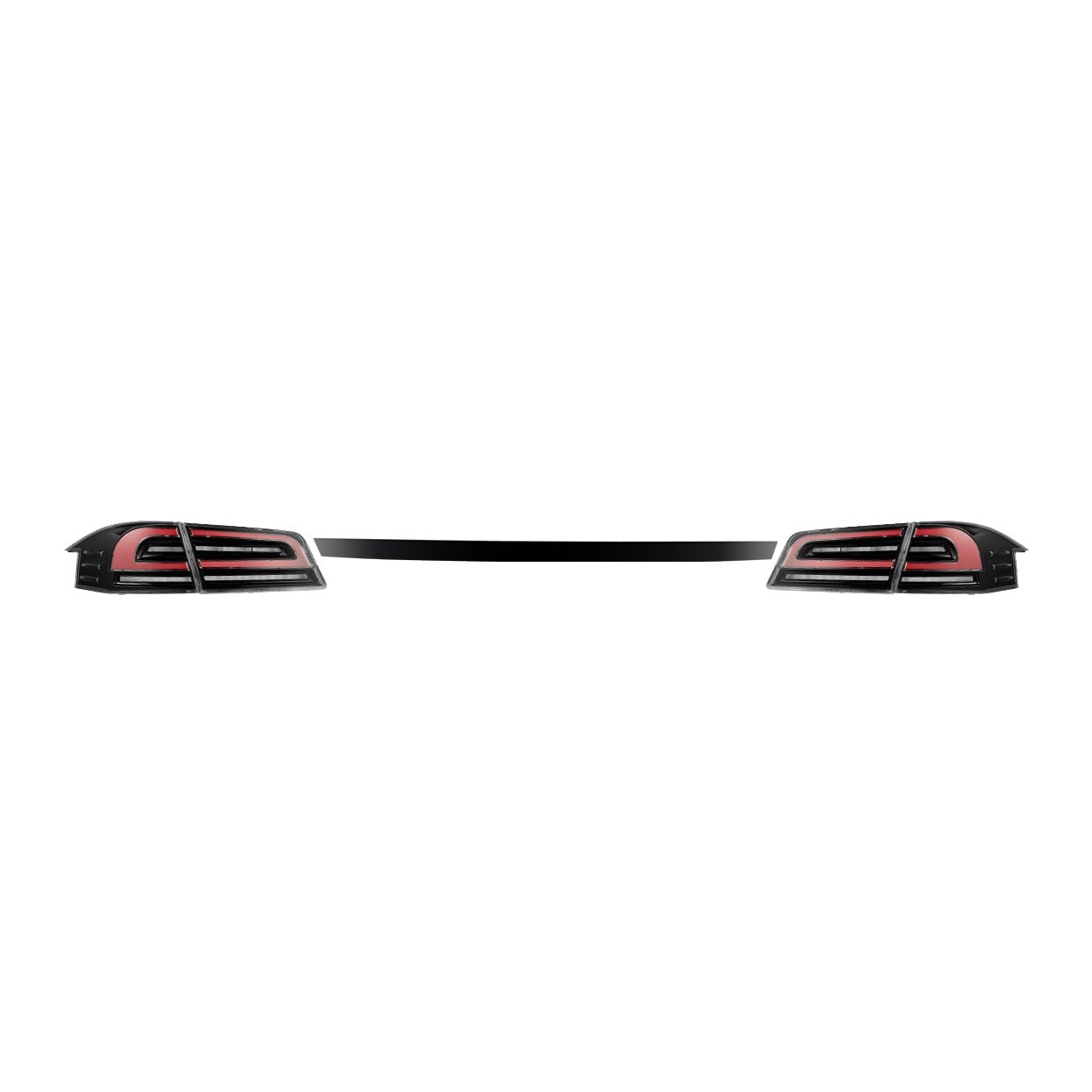 12-21 Tesla Model S LUXX-Series LED Tail Lights Black-Red (With Black Trunk Center Piece Replacement)