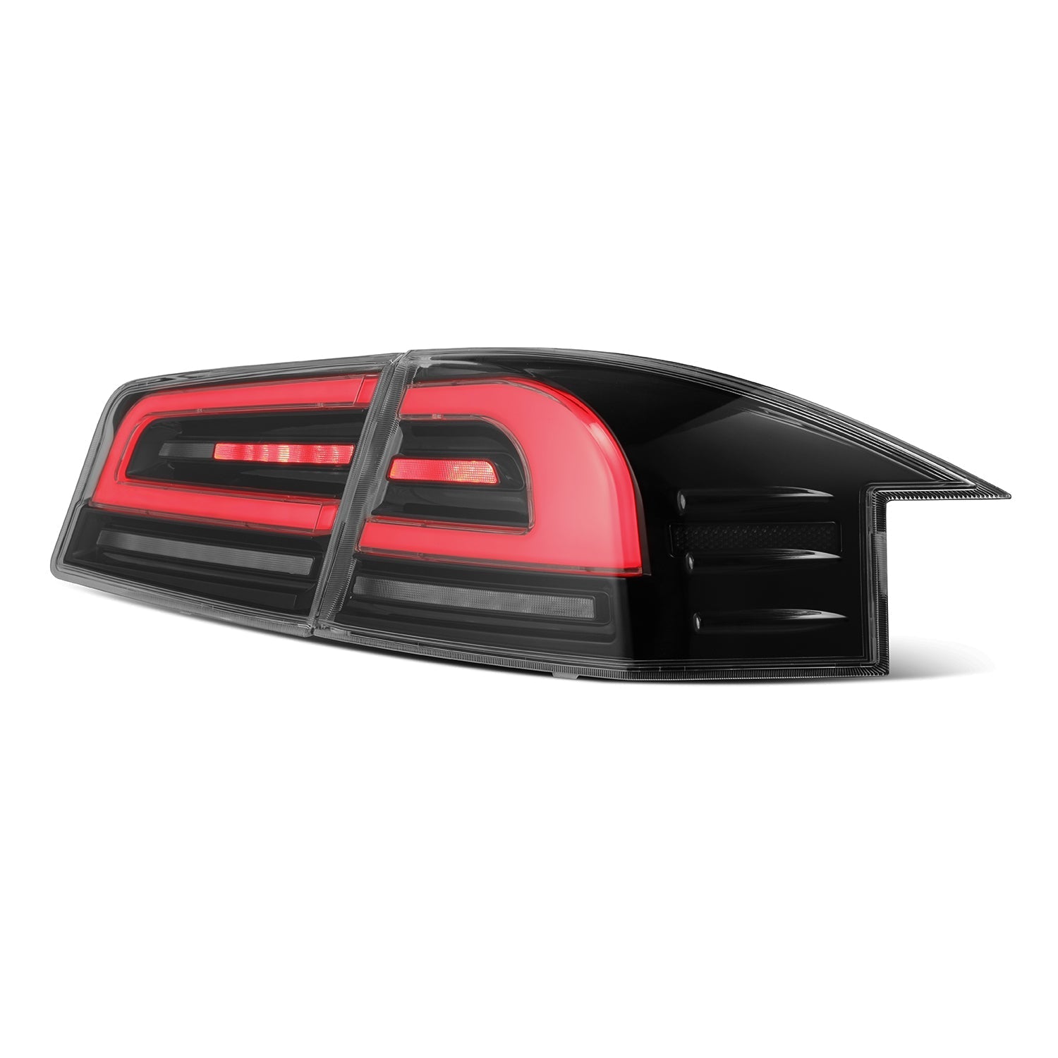12-21 Tesla Model S LUXX-Series LED Tail Lights Black-Red (With Black Trunk Center Piece Replacement)