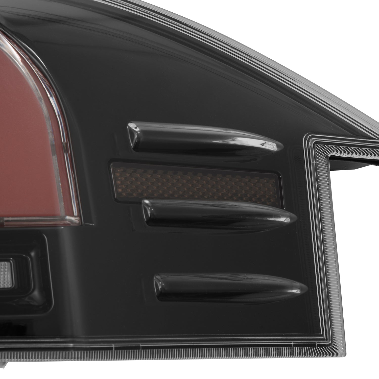 12-21 Tesla Model S LUXX-Series LED Tail Lights Black-Red (With Black Trunk Center Piece Replacement)