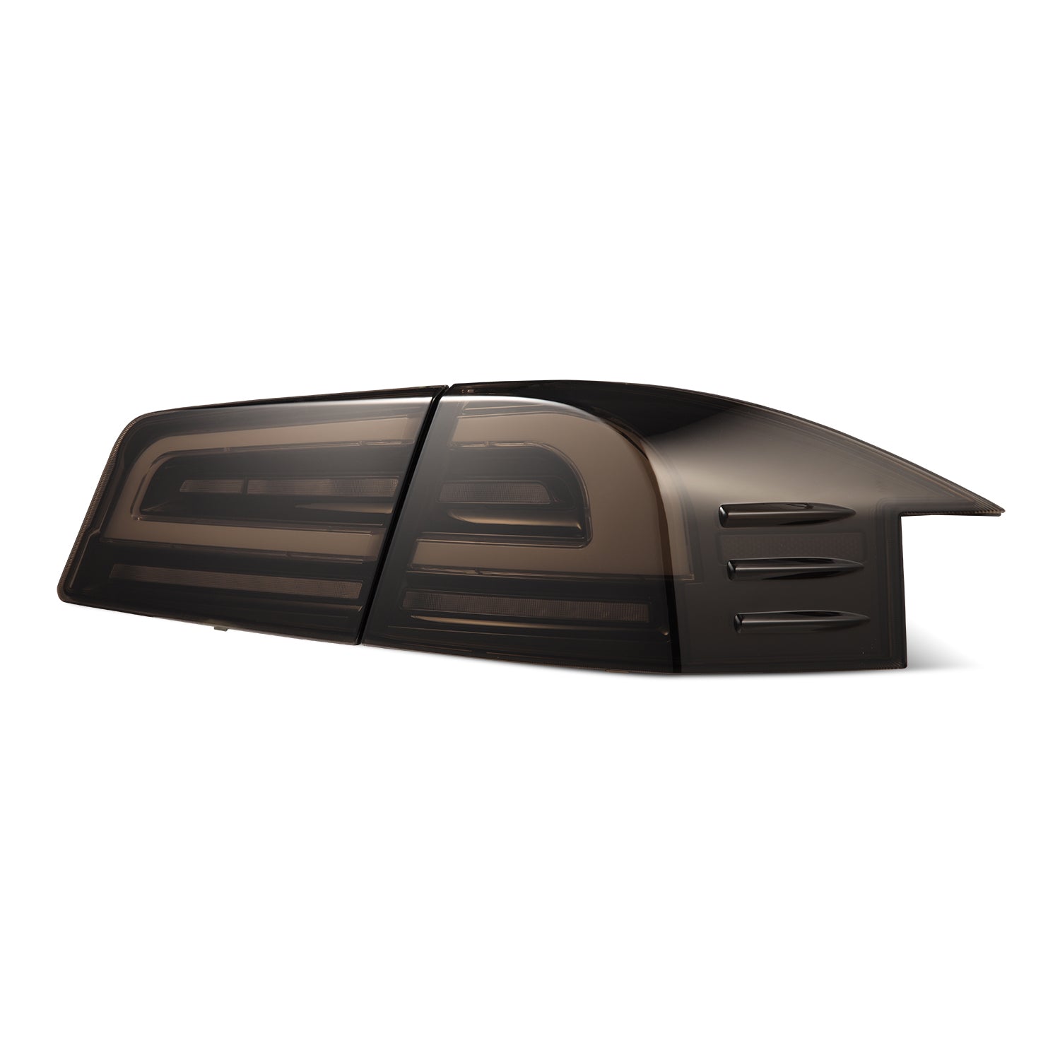 12-21 Tesla Model S LUXX-Series LED Tail Lights Black Smoke (With Black Trunk Center Piece Replacement)