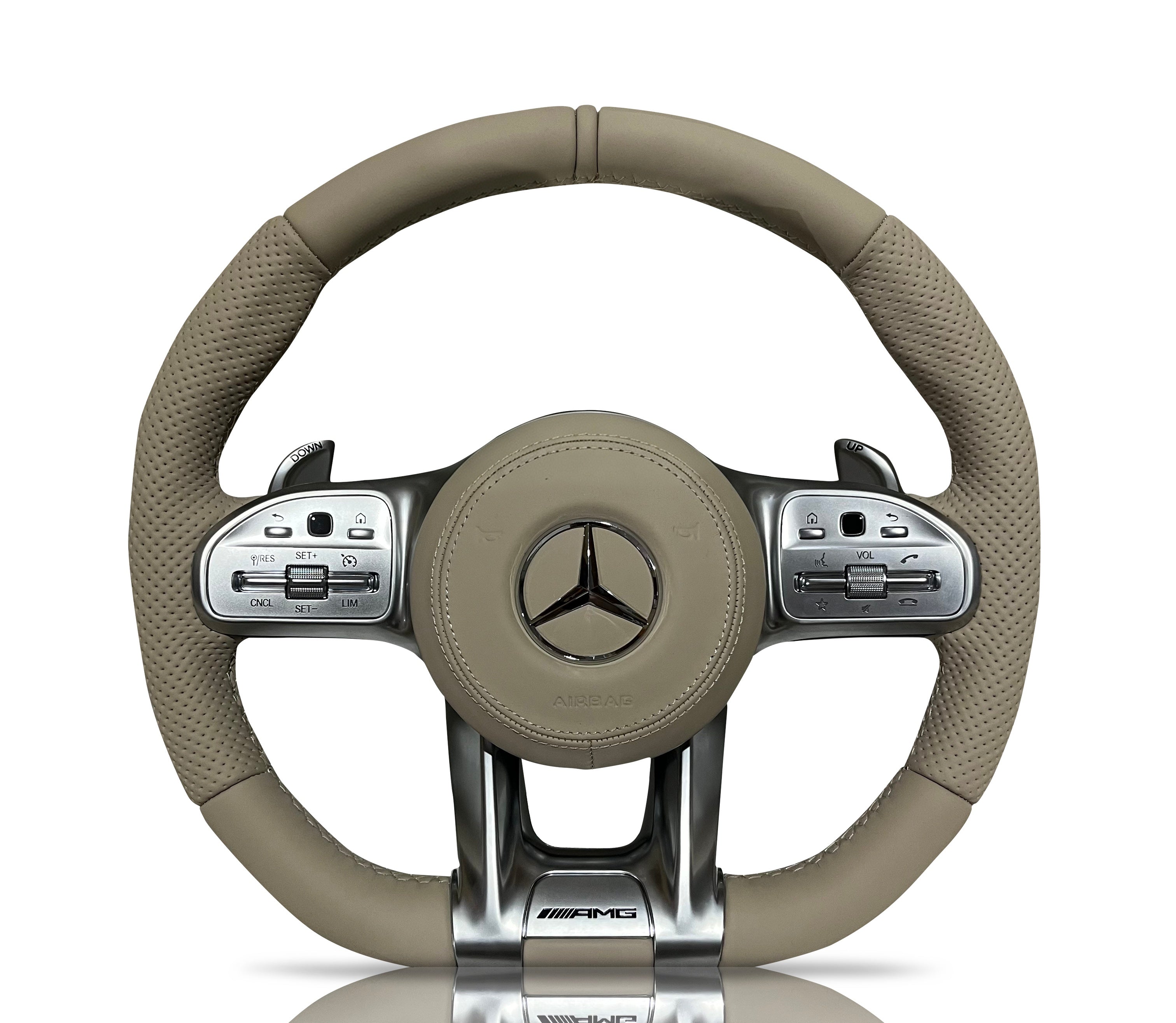 Mercedes-Benz Full Leather Steering Wheel (Design 14) on a clean white background