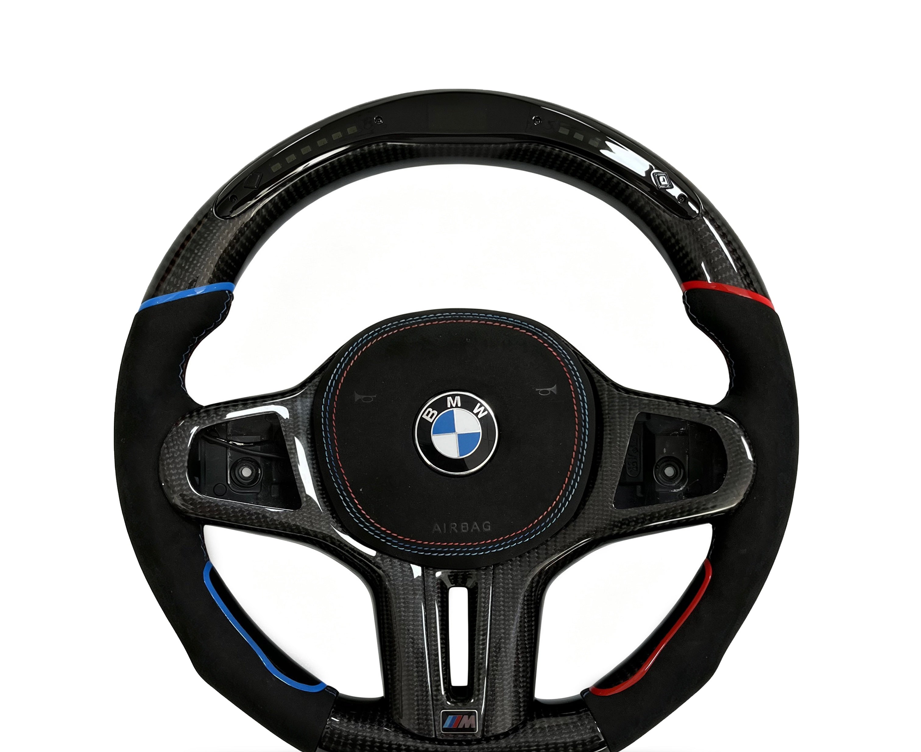BMW Carbon Fibre & Alcantara Steering Wheel (Design 18) on a clean white background