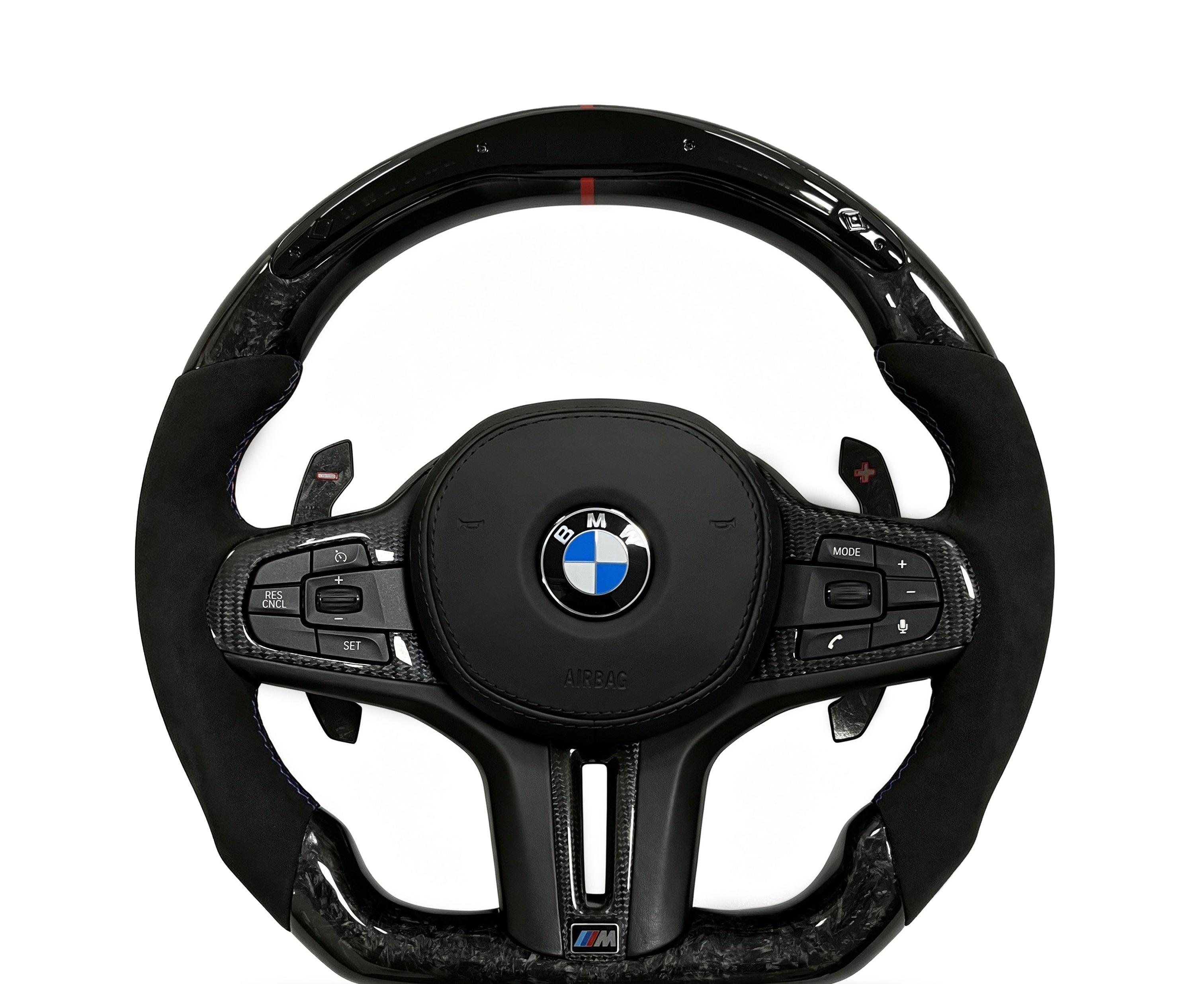 BMW Forged Carbon Fibre & Alcantara Steering Wheel (Design 19) on a clean white background