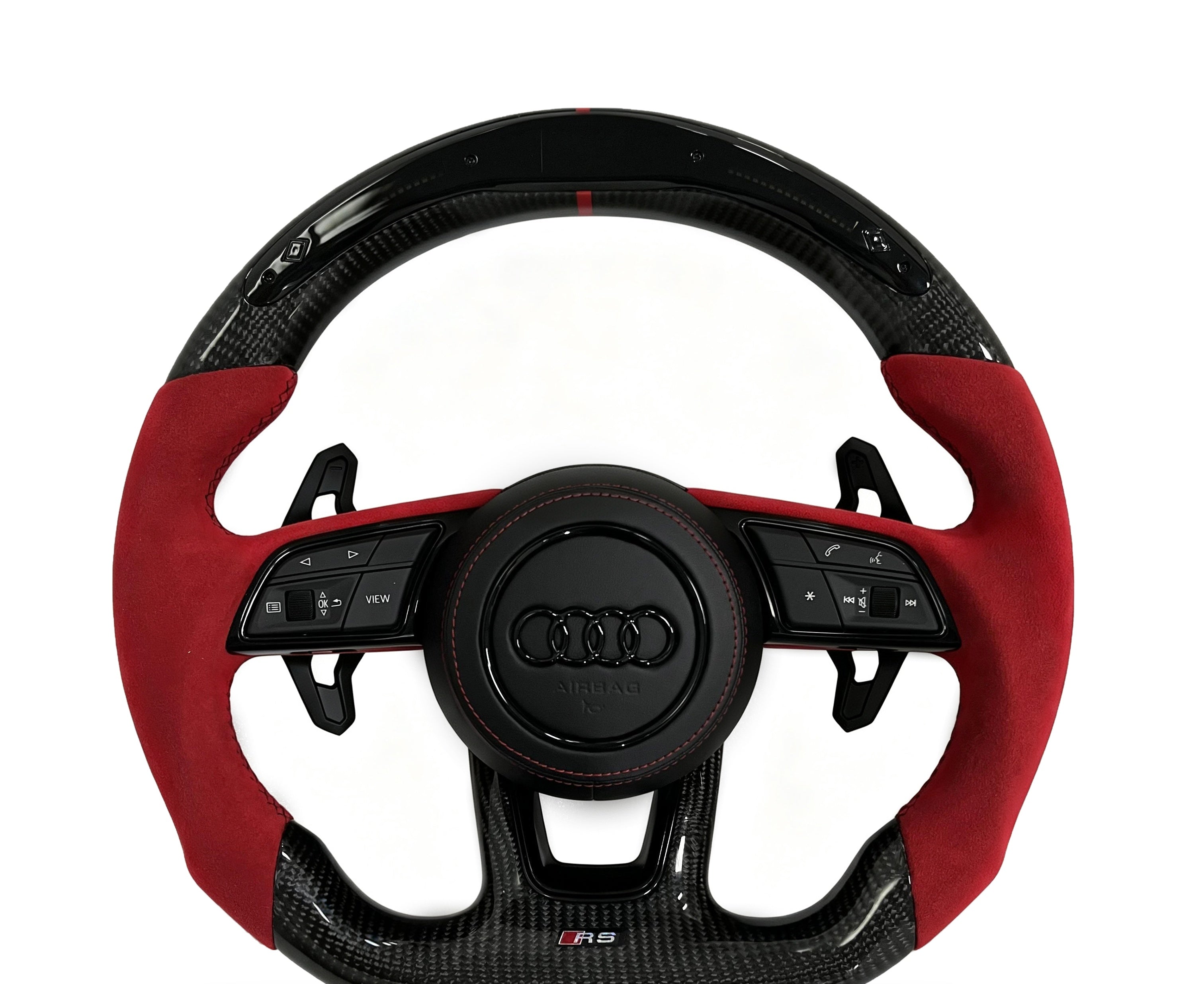 Audi Carbon Fibre & Alcantara Steering Wheel (Design 05) on a clean white background