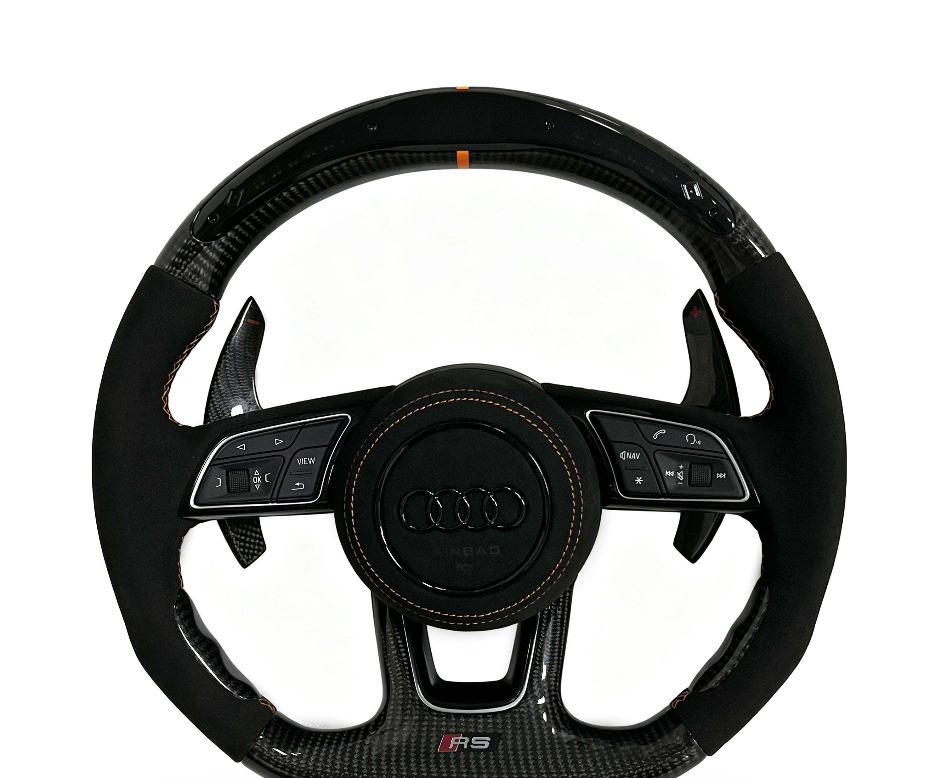 Audi Carbon Fibre & Alcantara Steering Wheel (Design 07) on a clean white background