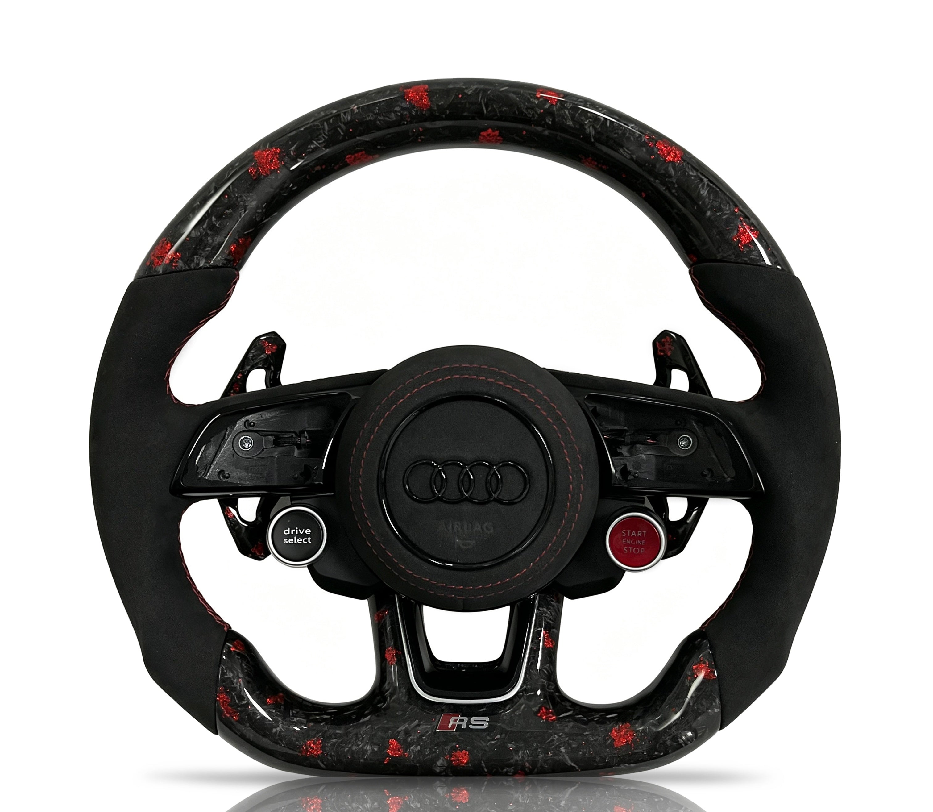 Audi Forged Carbon Fibre & Alcantara Steering Wheel (Design 12) on a clean white background
