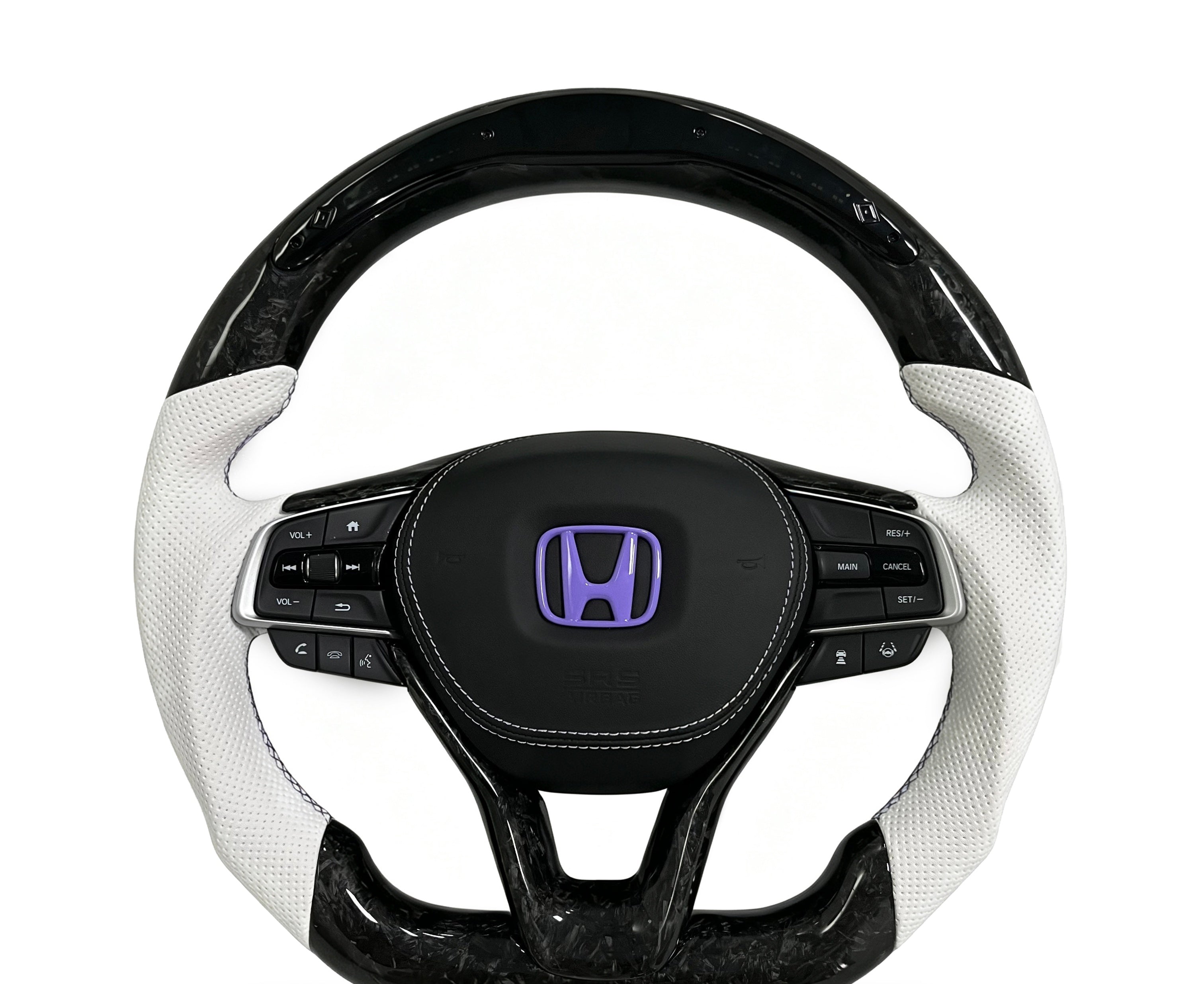 Honda Forged Carbon Fibre & Perforated Leather Steering Wheel (Design 2) on a clean white background