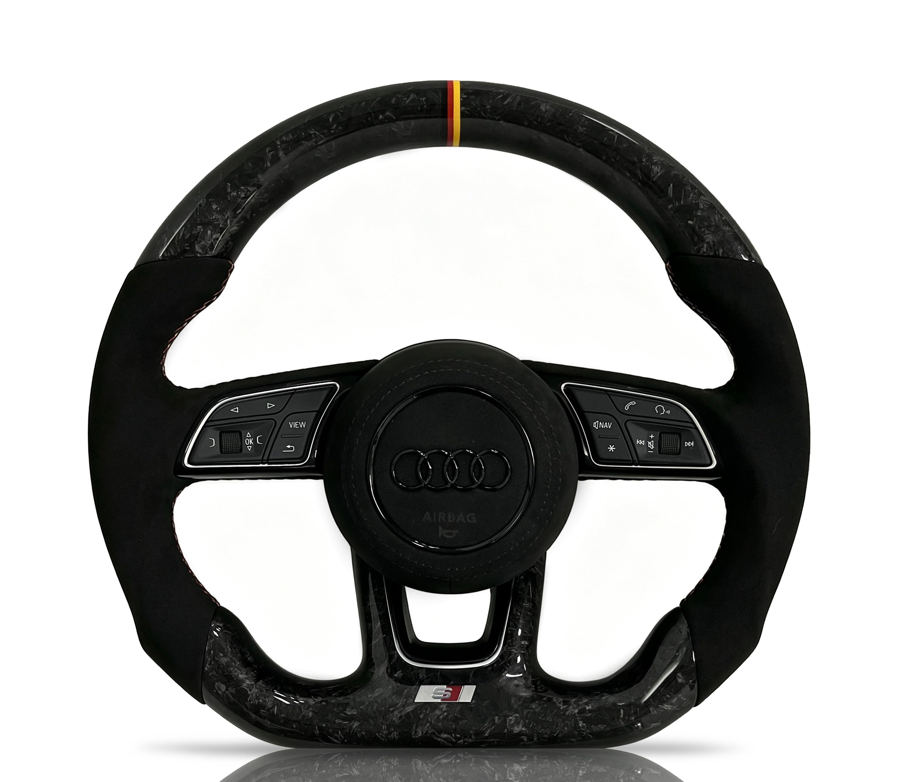Audi Forged Carbon Fibre & Alcantara Steering Wheel (Design 15) on a clean white background