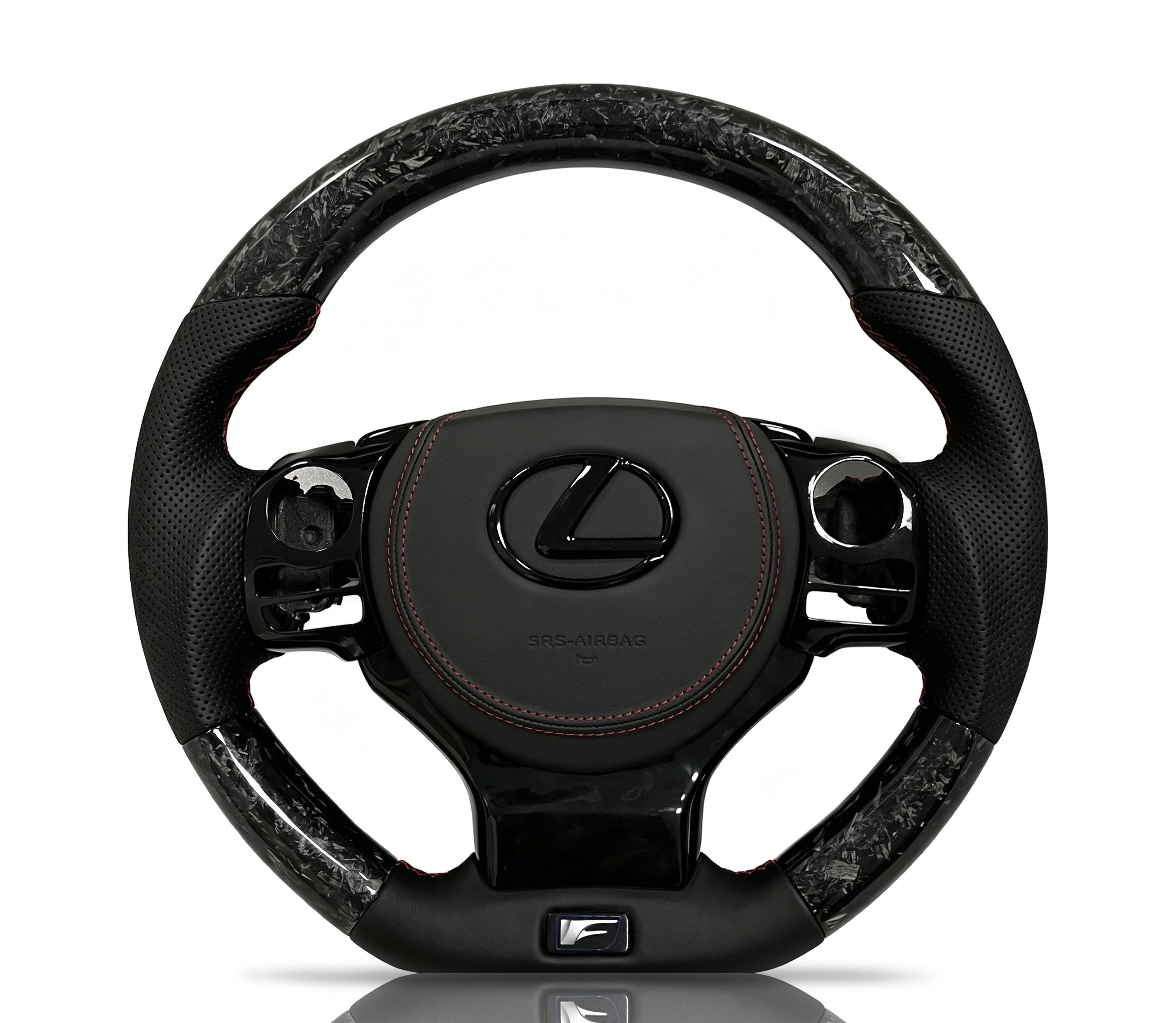Lexus Forged Carbon Fibre & Perforated Leather Steering Wheel III on a clean white background