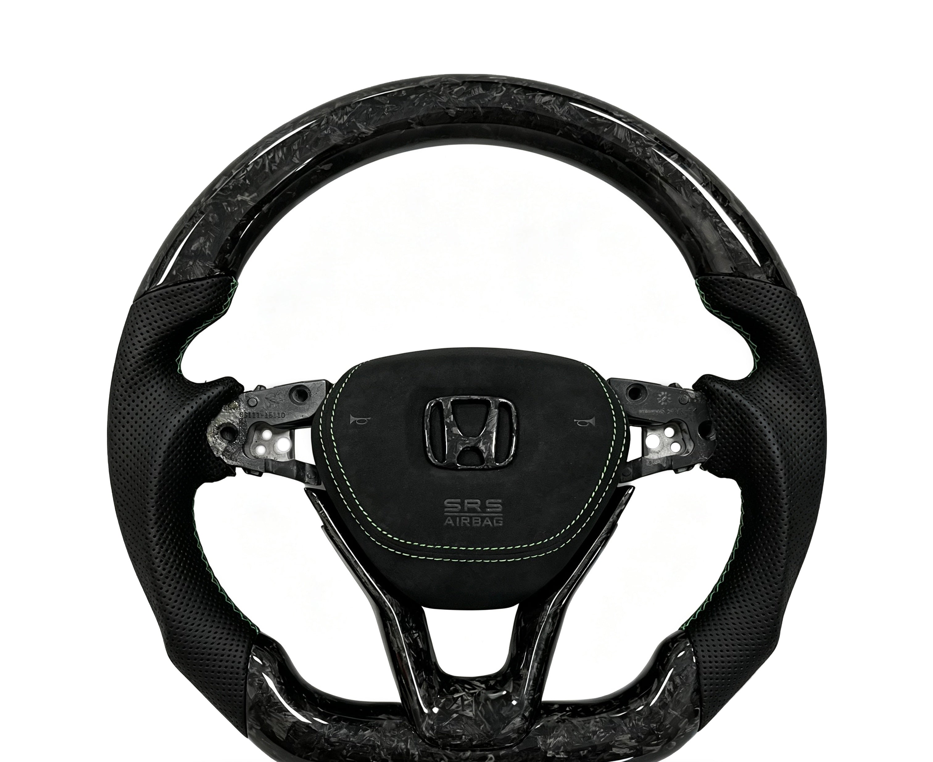 Honda Forged Carbon Fibre & Perforated Leather Steering Wheel (Design 3) on a clean white background