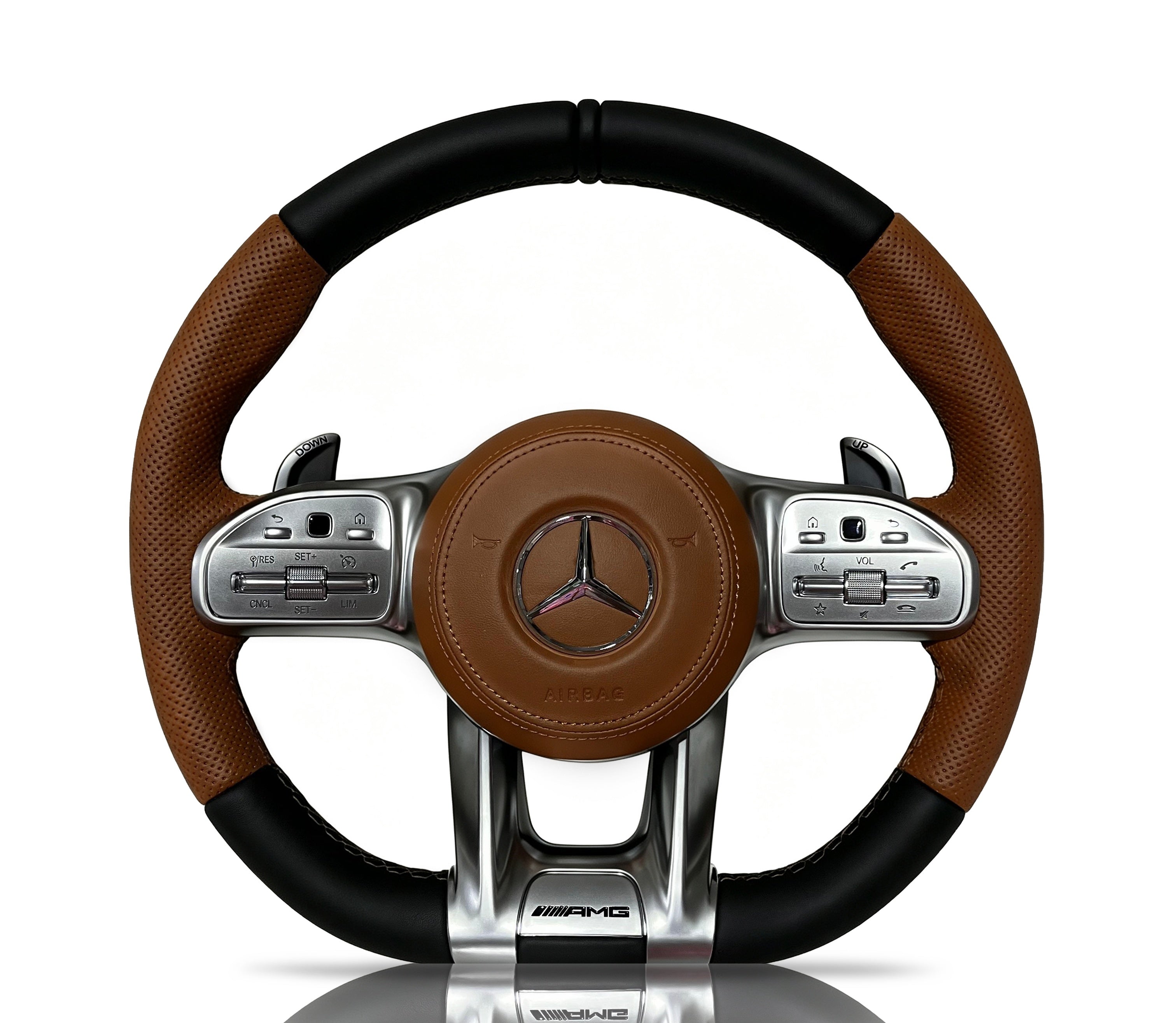 Mercedes-Benz Full Leather Steering Wheel (Design 23) on a clean white background