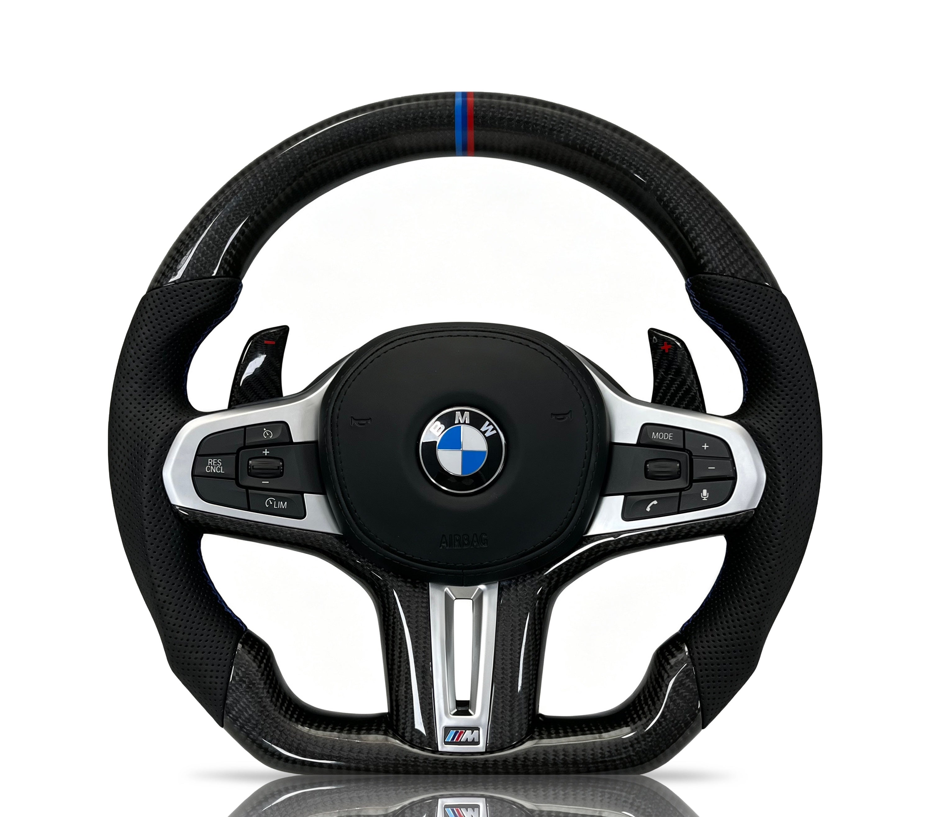 Vero Motorsport BMW Carbon Fibre & Perforated Leather Steering Wheel (Design 2)