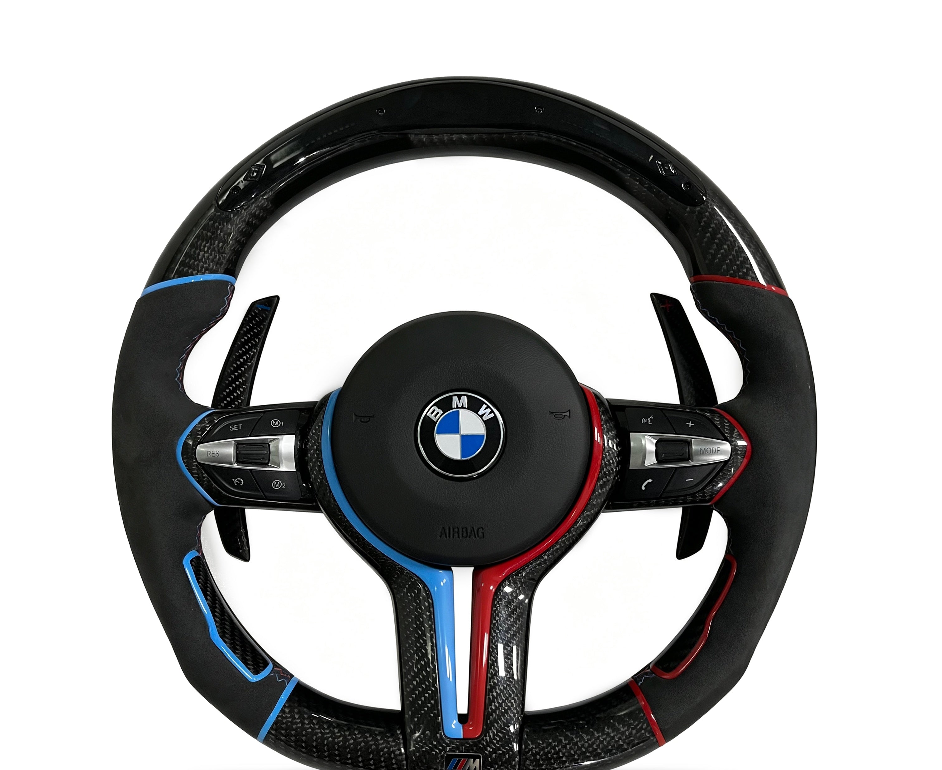 BMW Carbon Fibre & Alcantara Steering Wheel (Design 35) on a clean white background