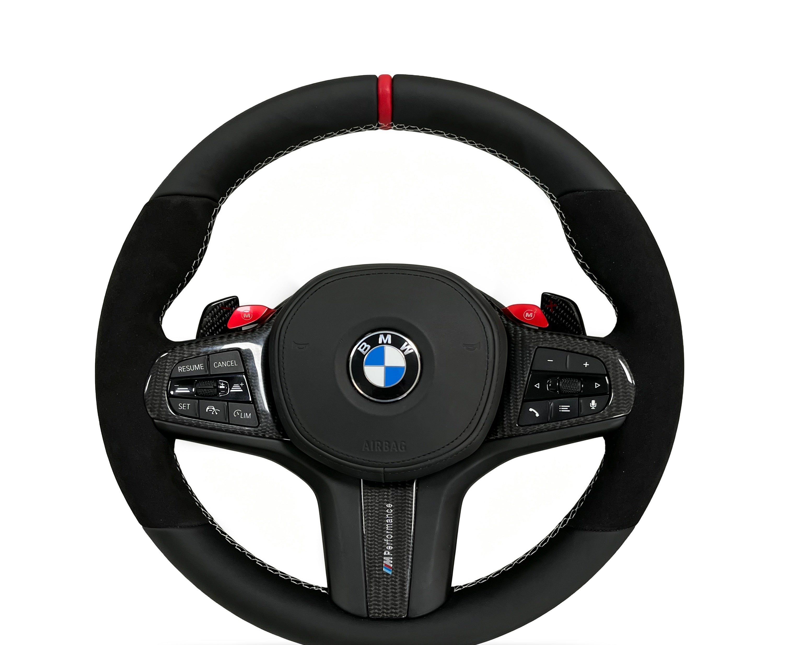 BMW Leather & Alcantara Steering Wheel (Design 4) on a clean white background