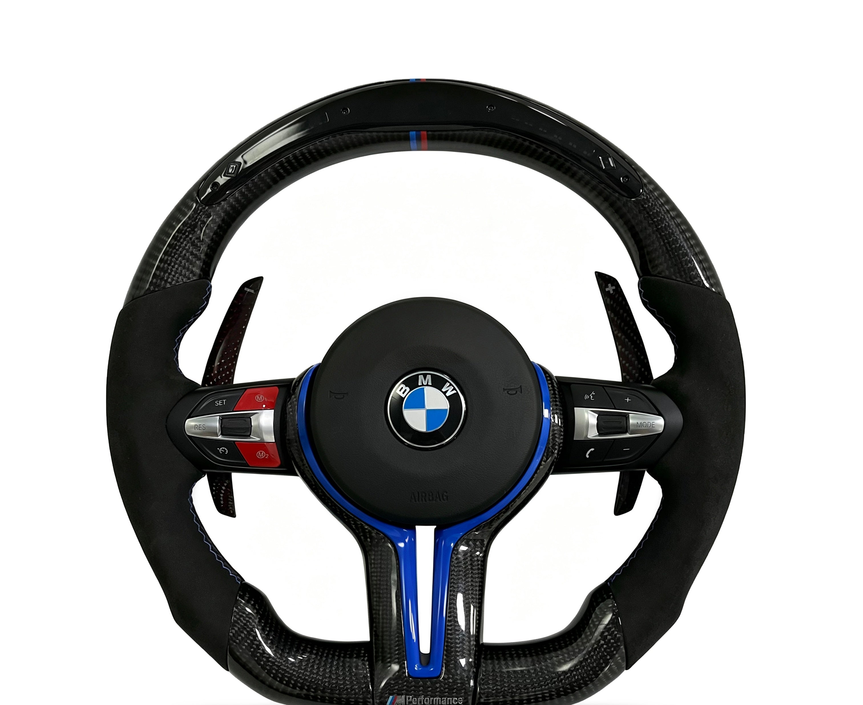 BMW Carbon Fibre & Alcantara Steering Wheel (Design 5) on a clean white background