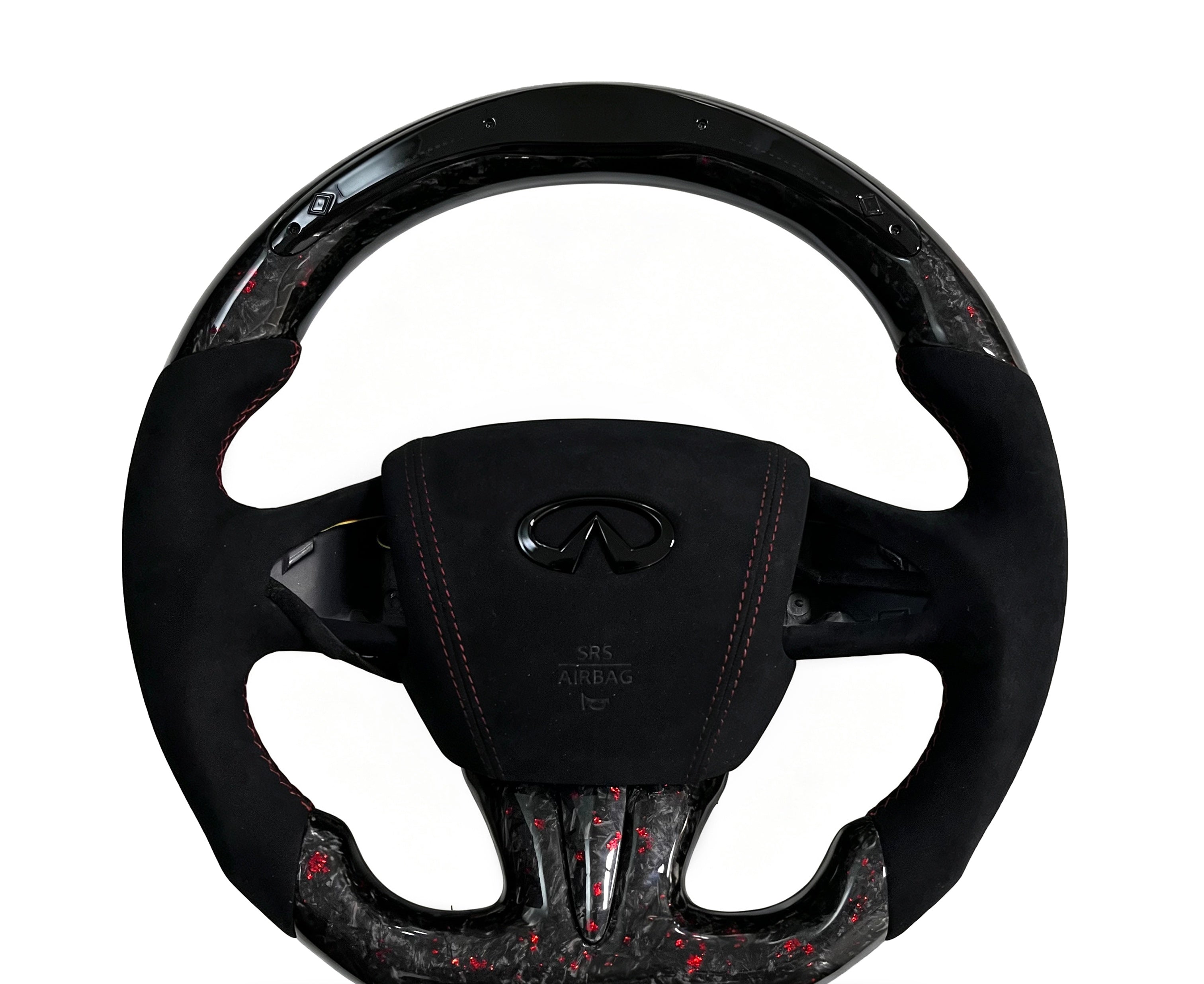 Infiniti Forged Carbon Fibre & Alcantara Steering Wheel (Design 04) on a clean white background