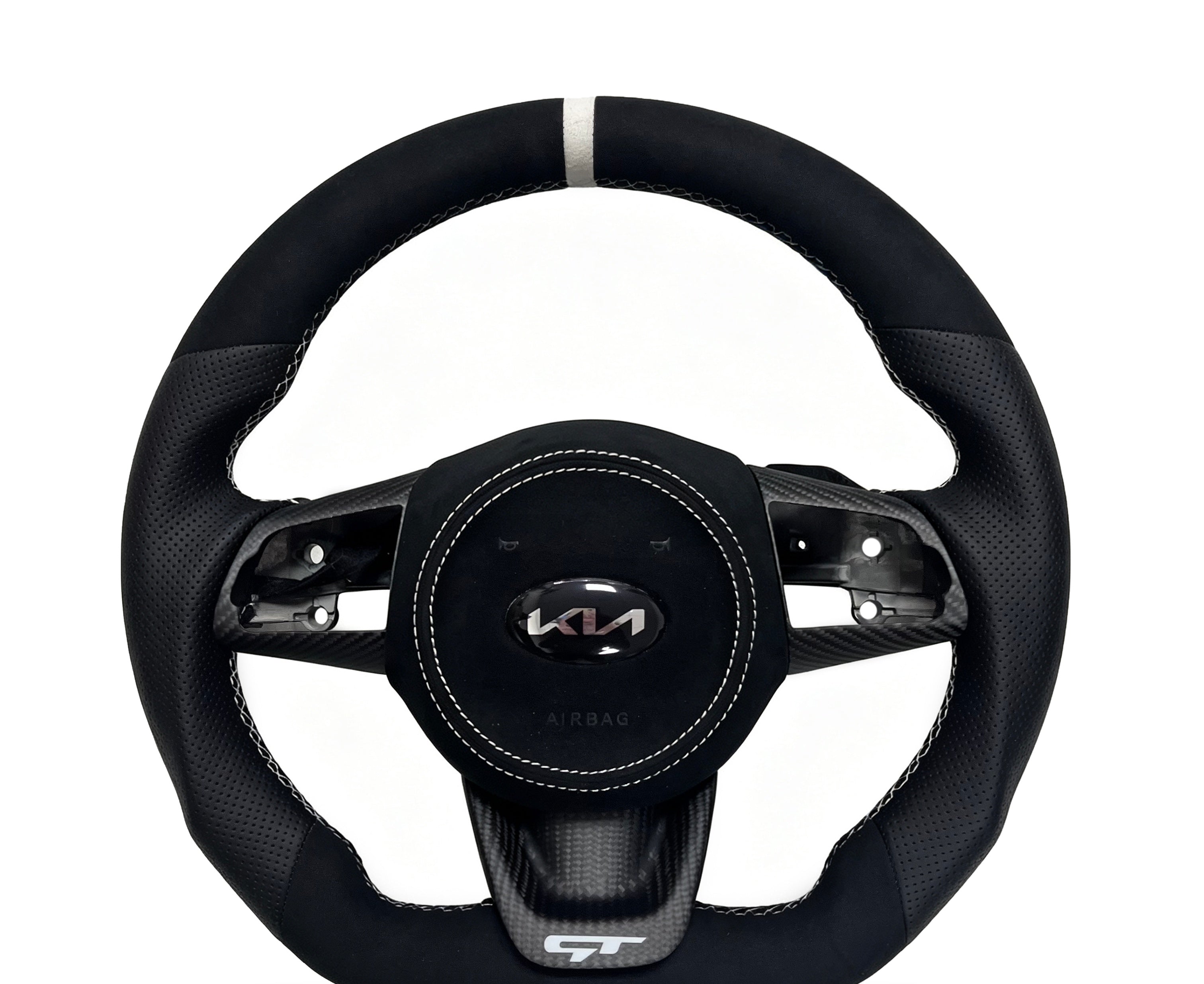 Kia Alcantara & Perforated Leather Steering Wheel (Design 02) on a clean white background
