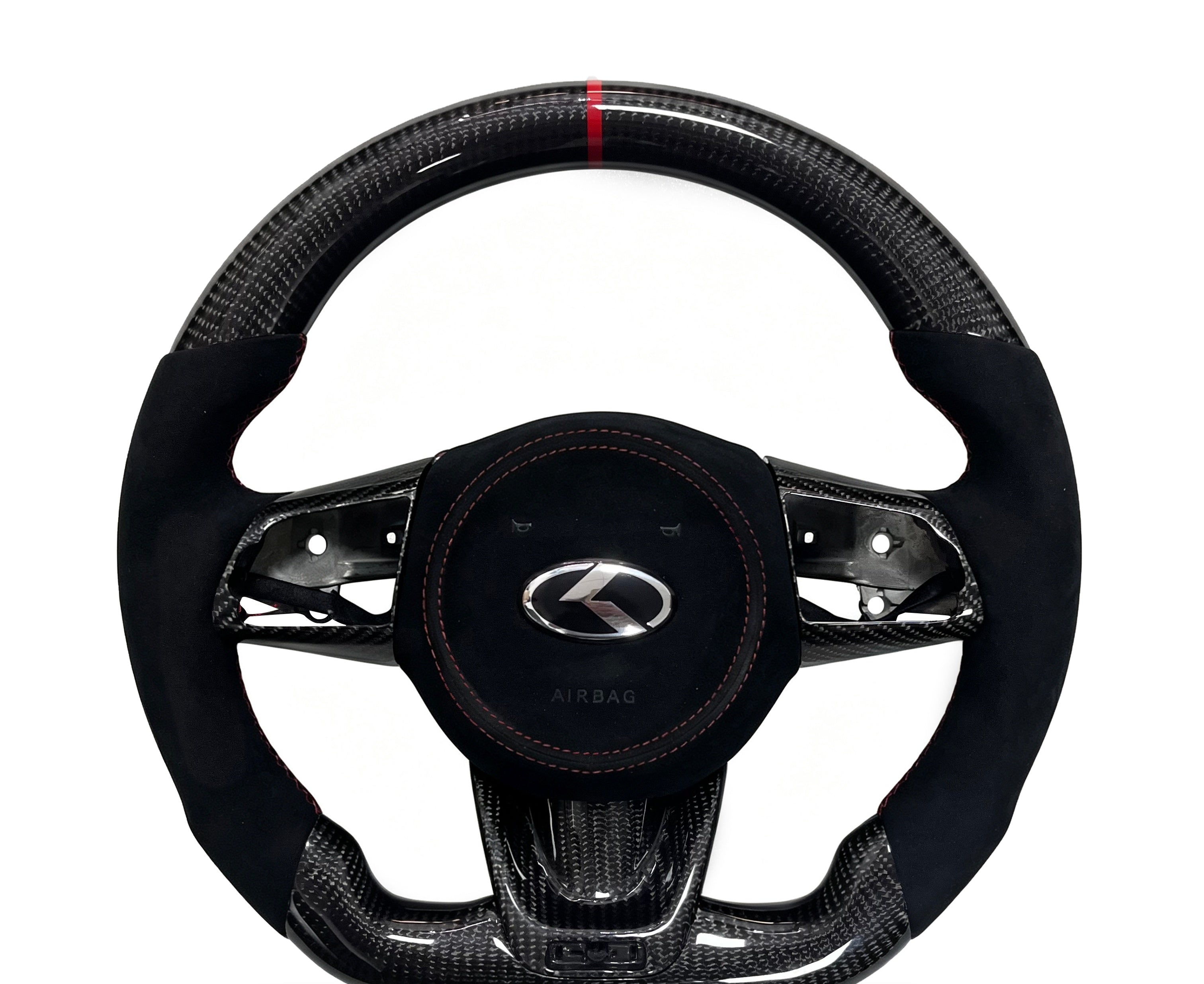 Kia Carbon Fibre & Alcantara Steering Wheel (Design 01) on a clean white background