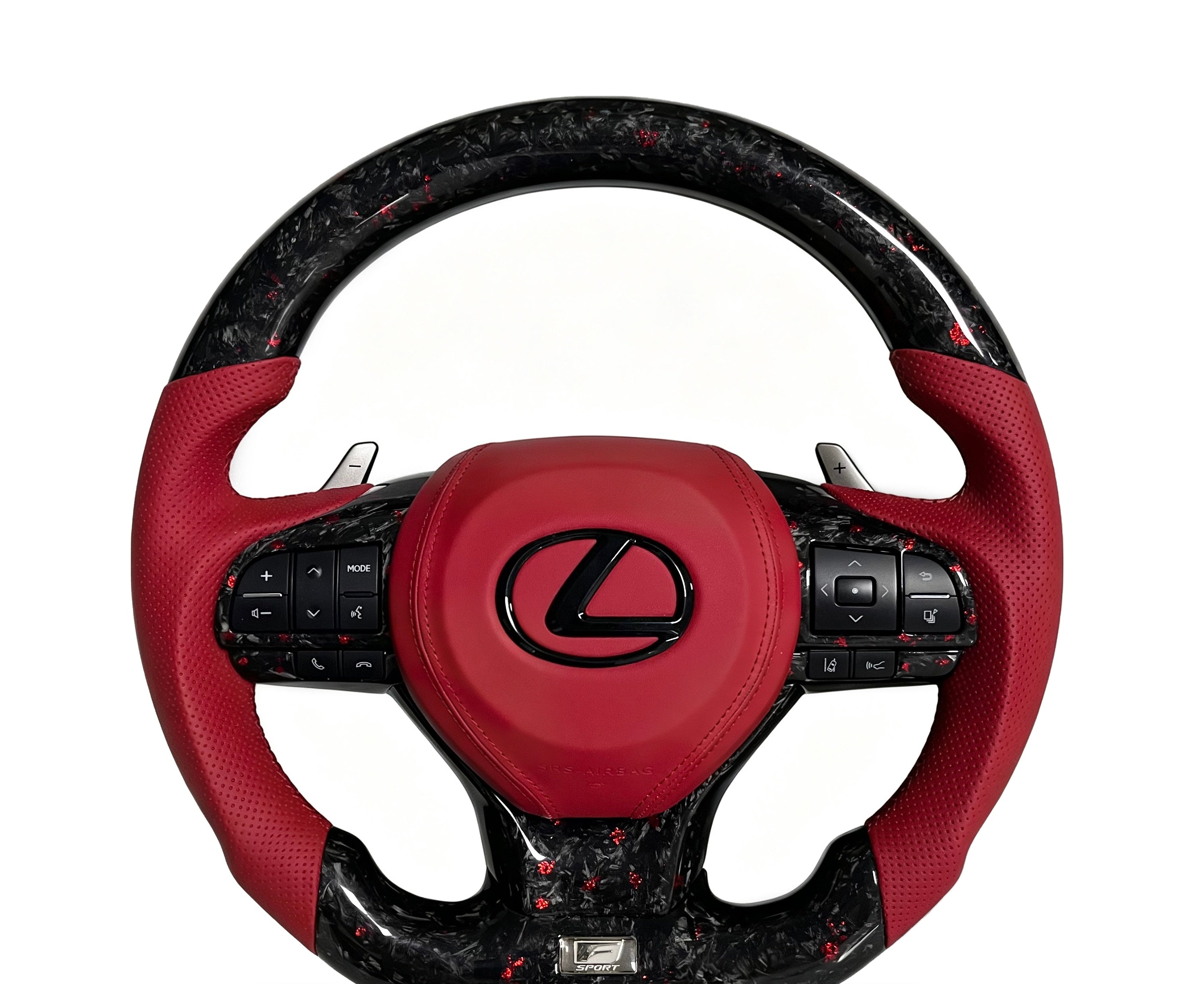 Lexus Forged Carbon Fibre & Perforated Leather Steering Wheel II on a clean white background