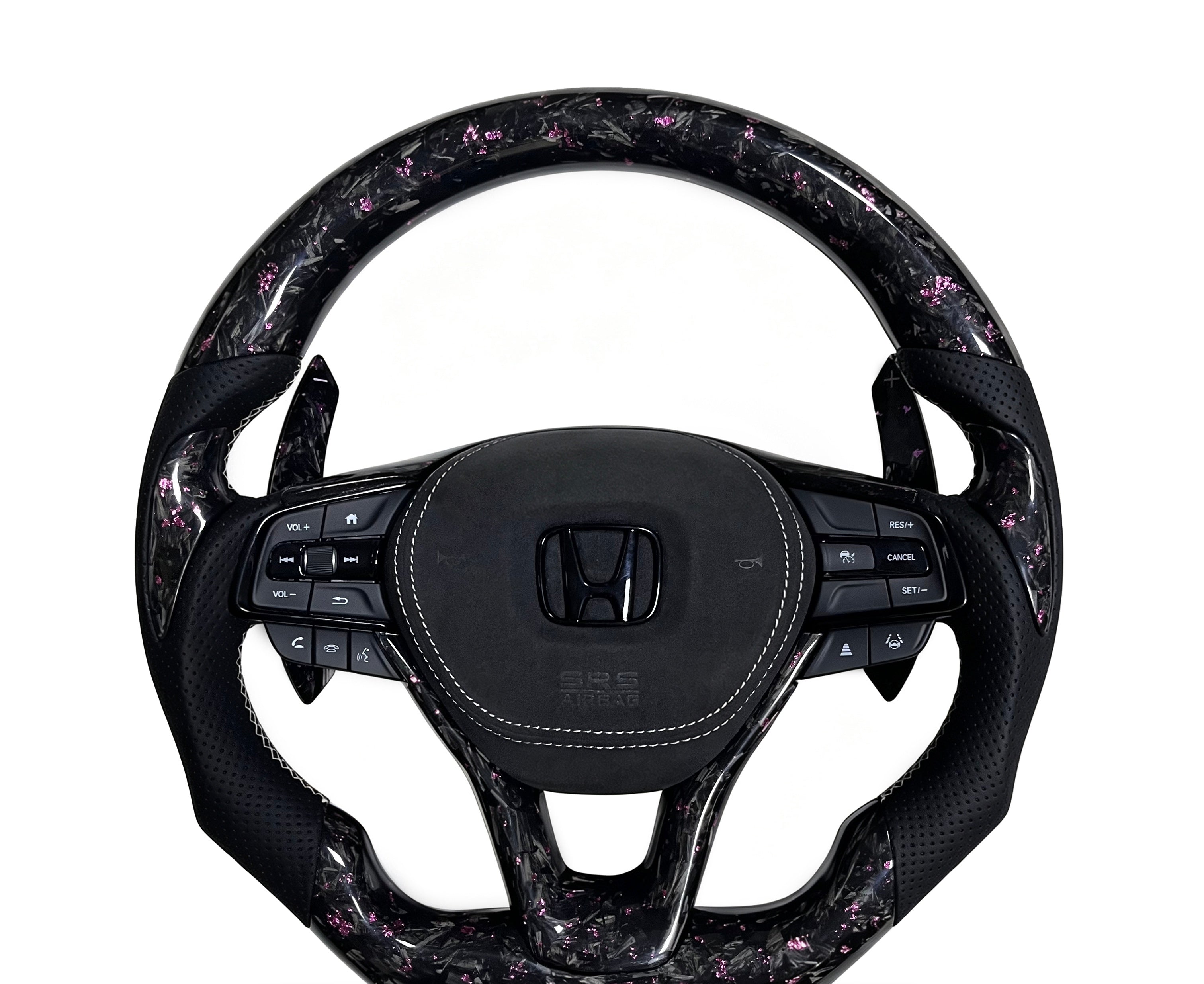 Honda Forged Carbon Fibre & Smooth Leather Steering Wheel (Design 12) on a clean white background