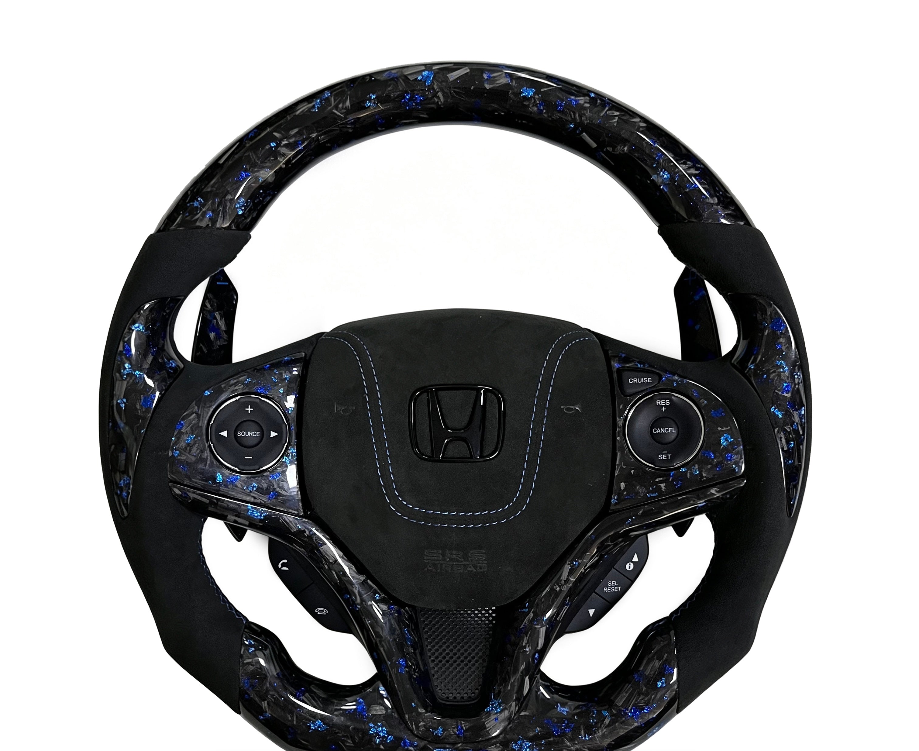 Honda Forged Carbon Fibre & Alcantara Steering Wheel (Design 11) on a clean white background