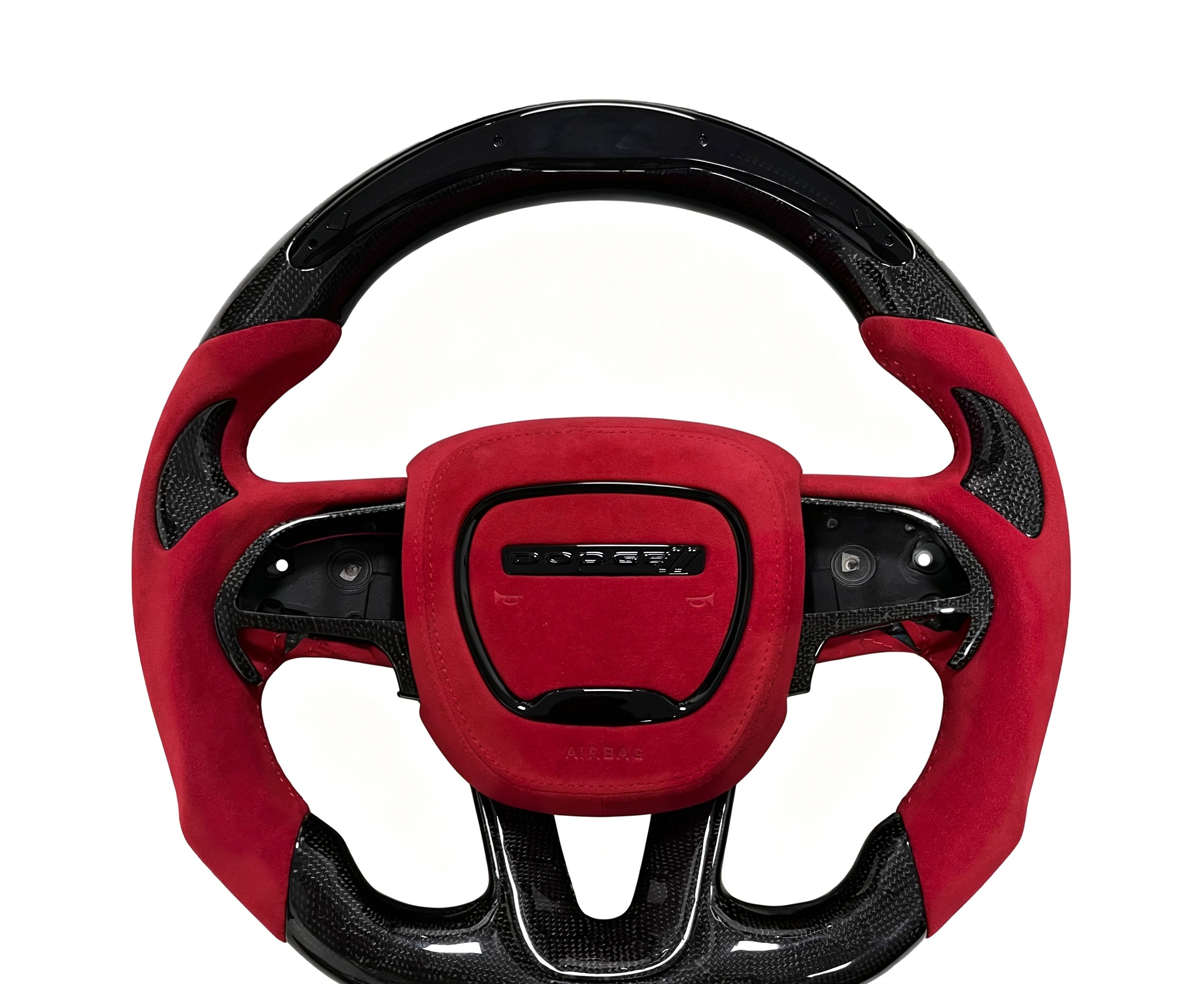 Dodge Carbon Fibre & Alcantara Steering Wheel (Design 07) on a clean white background
