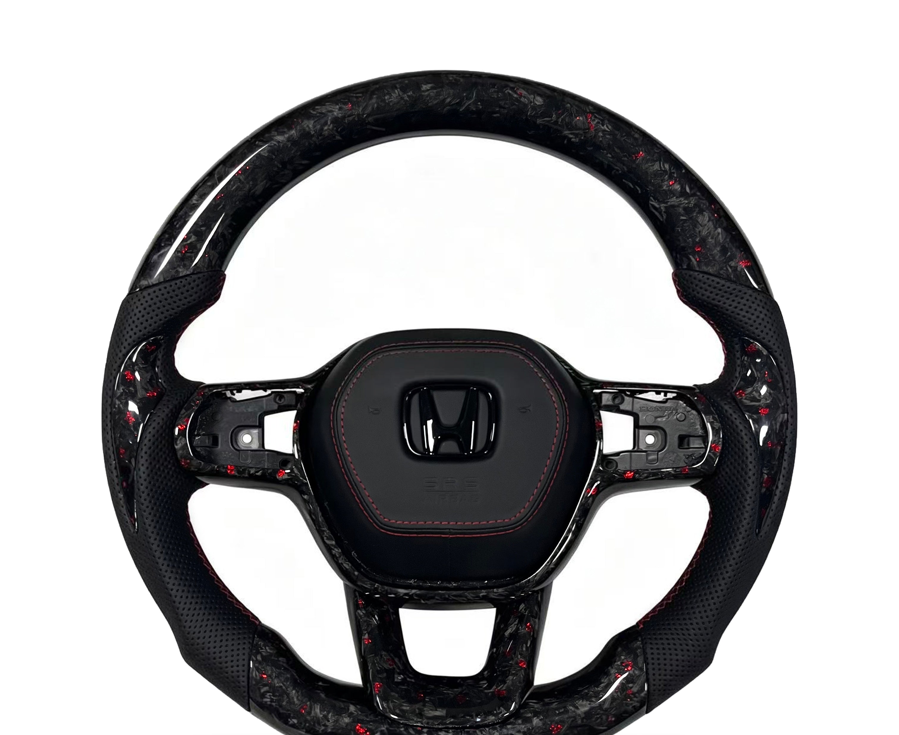 Honda Forged Carbon Fibre & Perforated Leather Steering Wheel (Design 8) on a clean white background