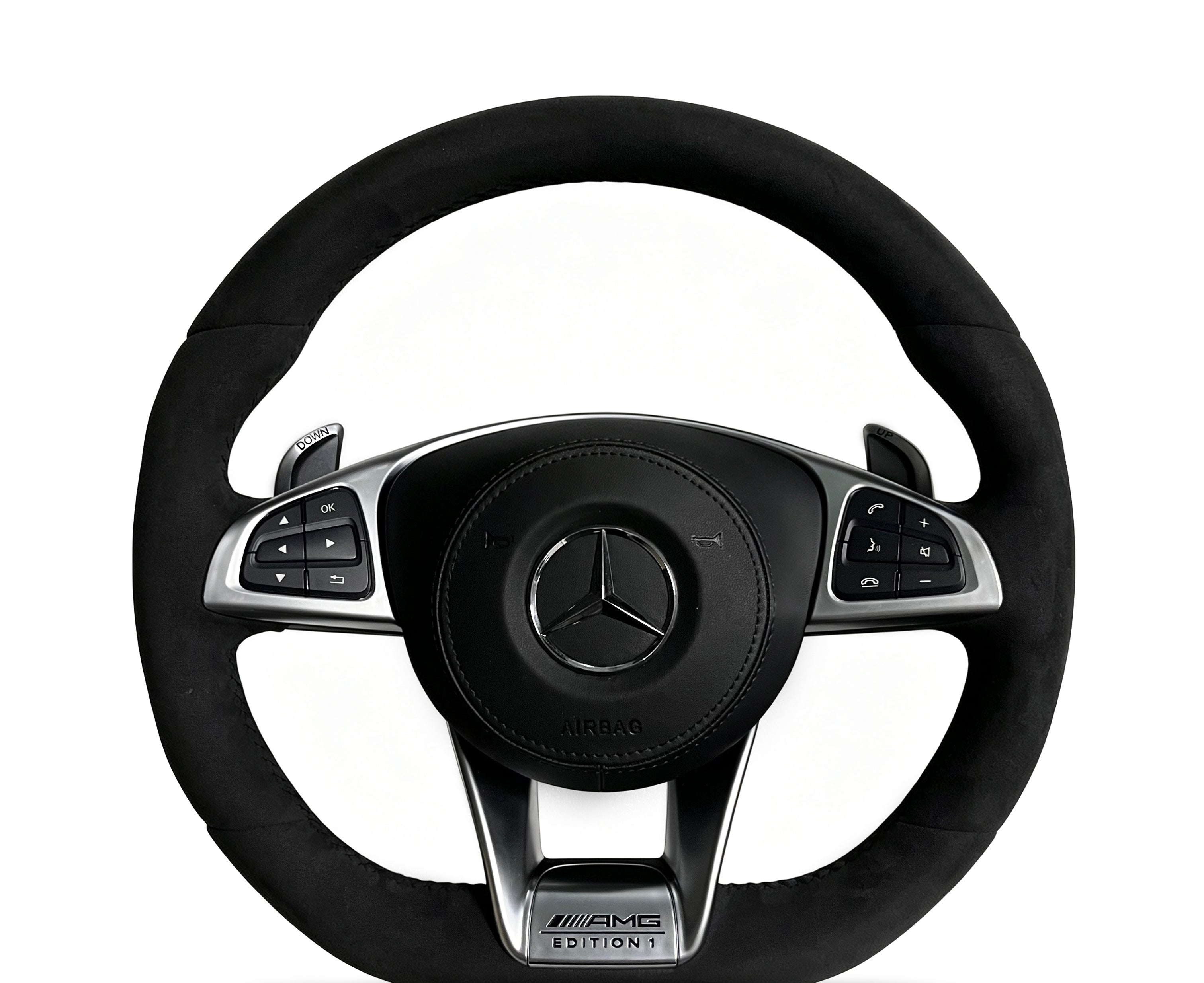 Mercedes-Benz Full Alcantara Steering Wheel (Design 3) on a clean white background
