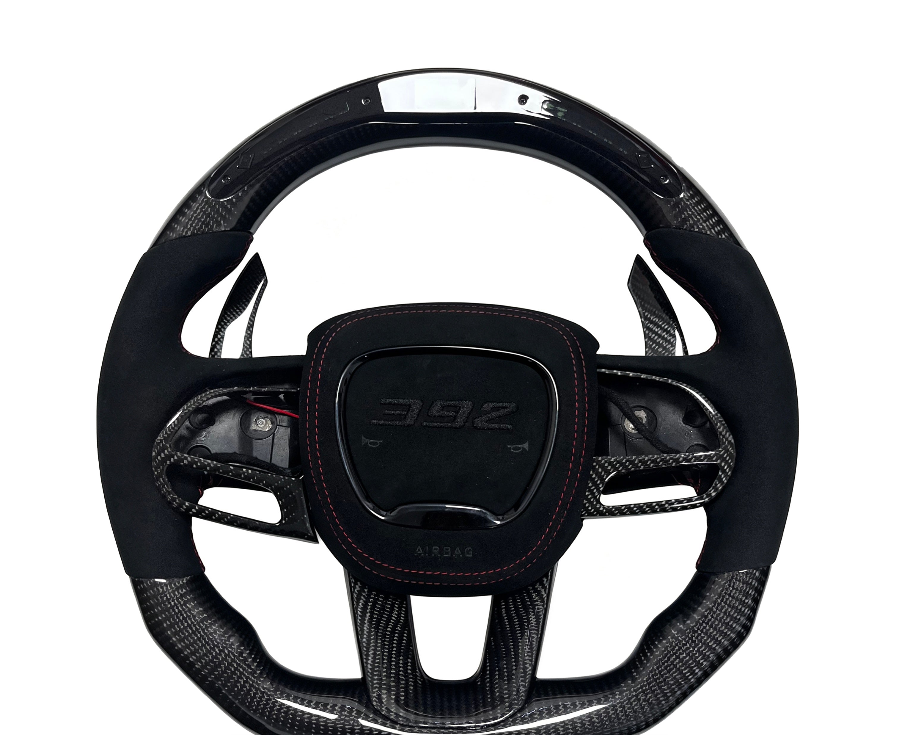 Dodge Carbon Fibre & Alcantara Steering Wheel (Design 04) on a clean white background