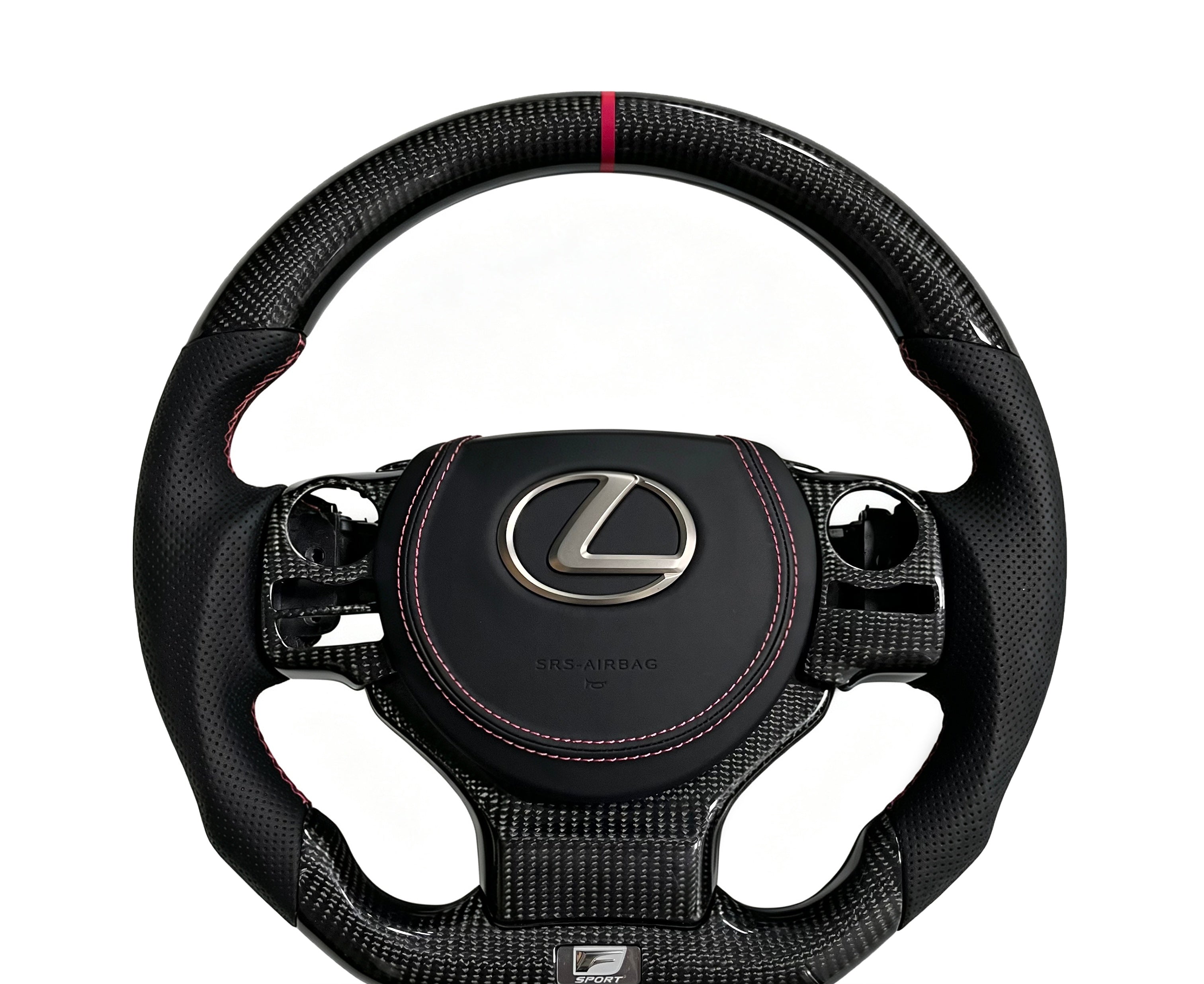 Lexus Carbon Fibre & Perforated Leather Steering Wheel VIII on a clean white background