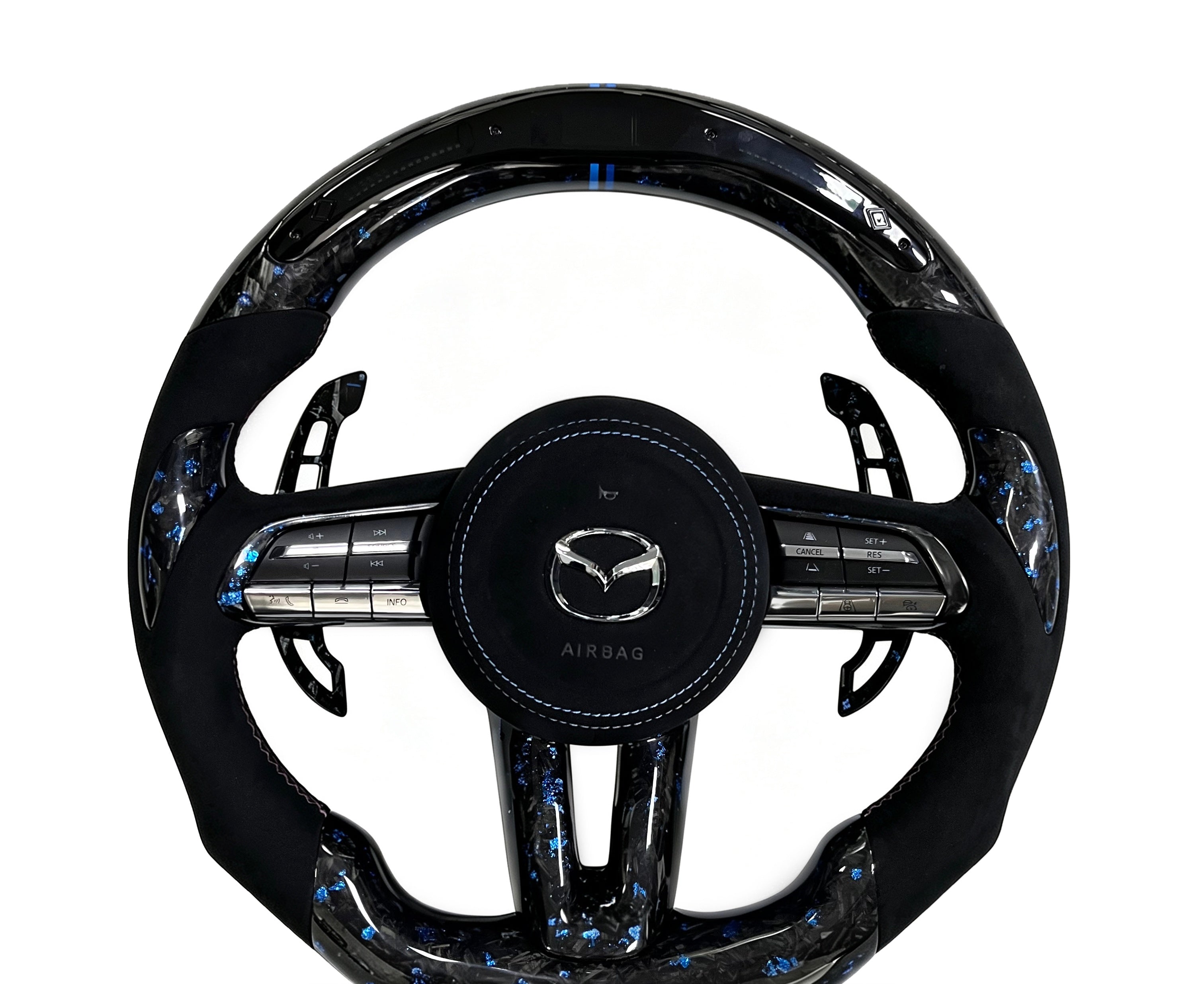 Mazda Forged Carbon Fibre & Alcantara Steering Wheel (Design 7) on a clean white background