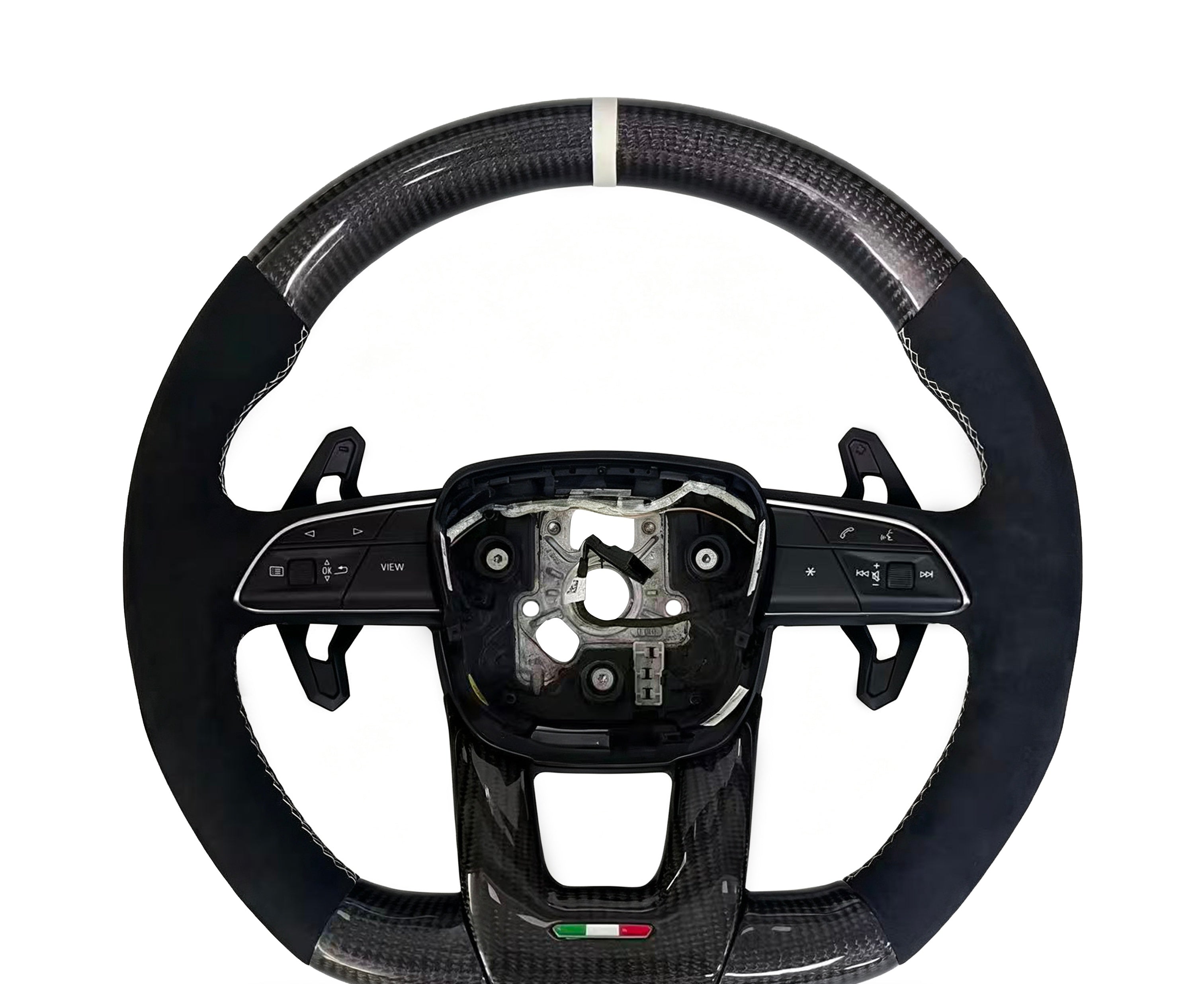 Lamborghini Carbon Fibre Steering Wheel on a clean white background