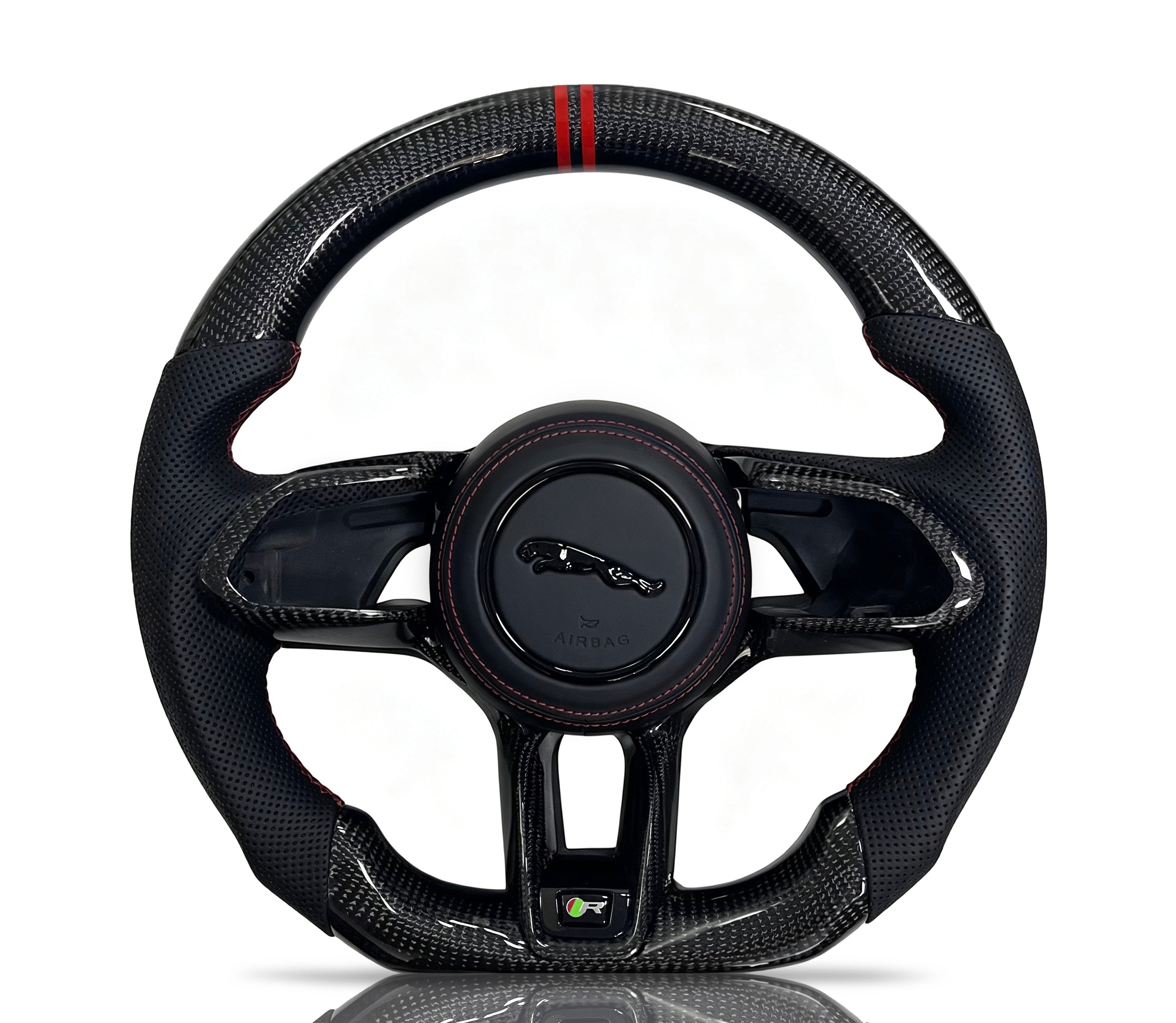 Vero Motorsport Jaguar Carbon Fibre & Perforated Leather Steering Wheel (Design 8)