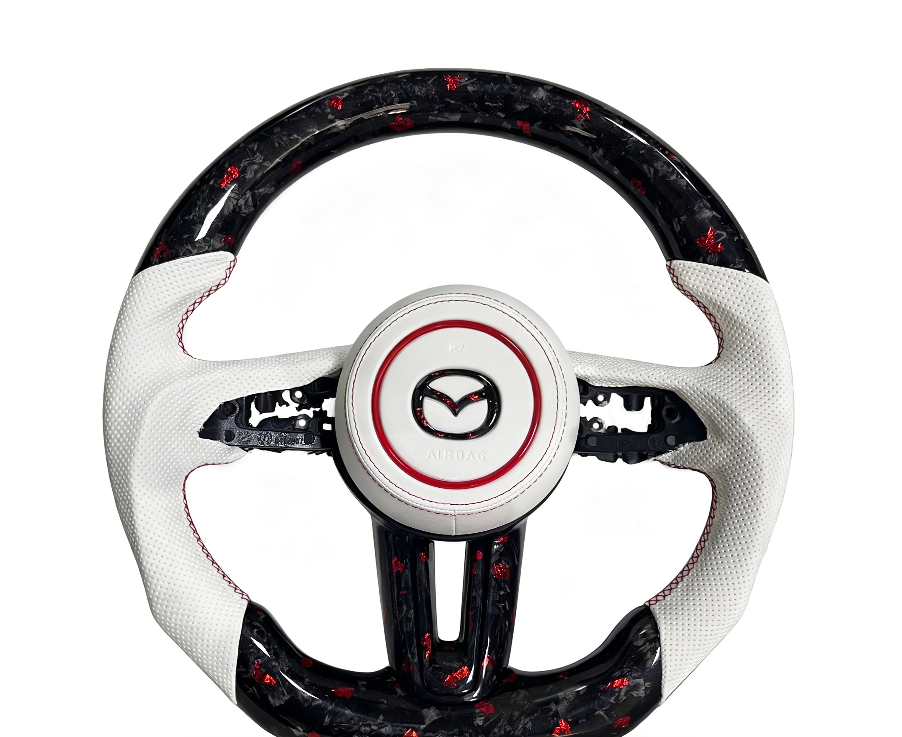 Mazda Forged Carbon Fibre & Perforated Leather Steering Wheel (Design 3) on a clean white background