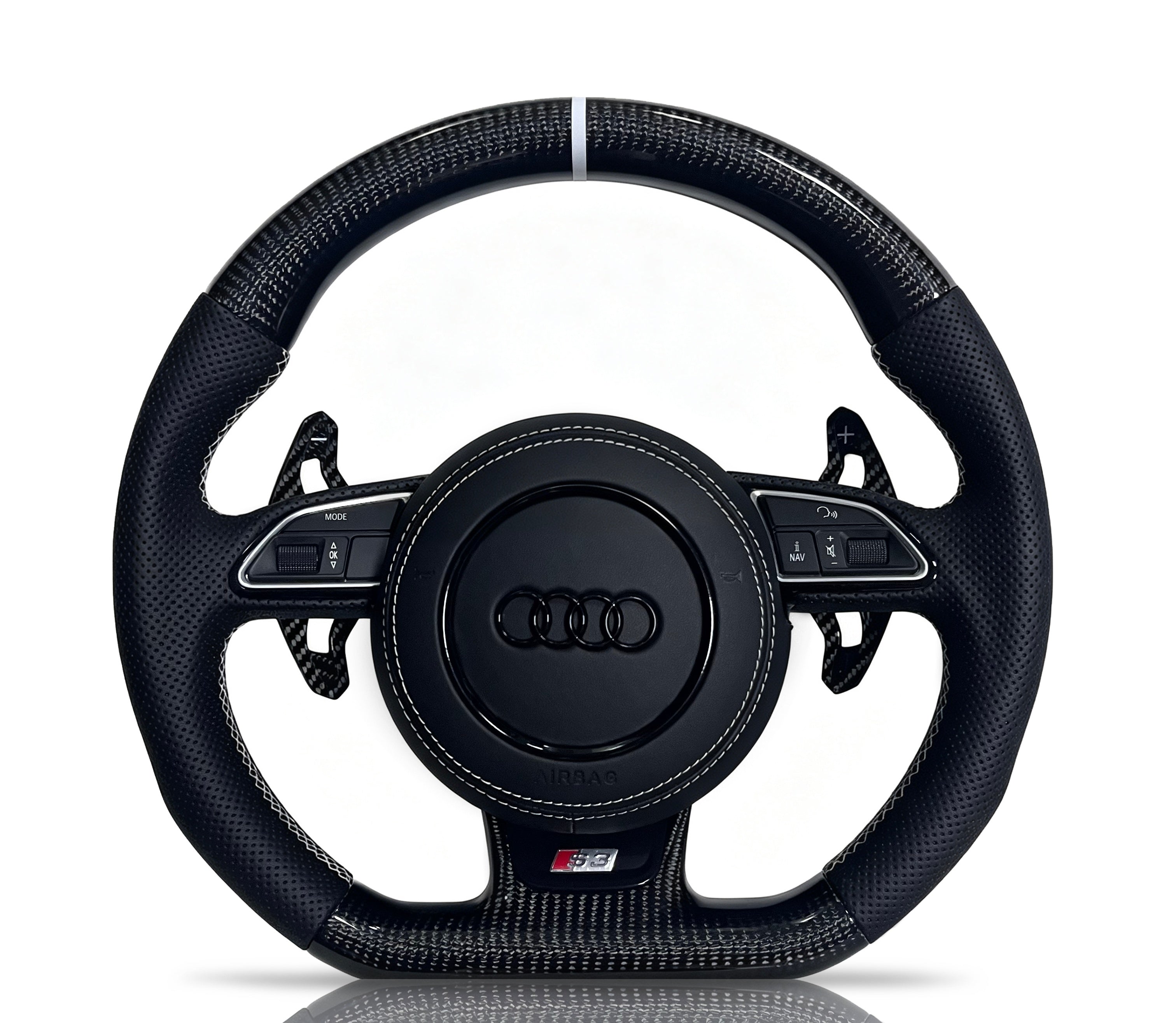 Vero Motorsport Audi Carbon Fibre & Perforated Leather Steering Wheel (Design 25)