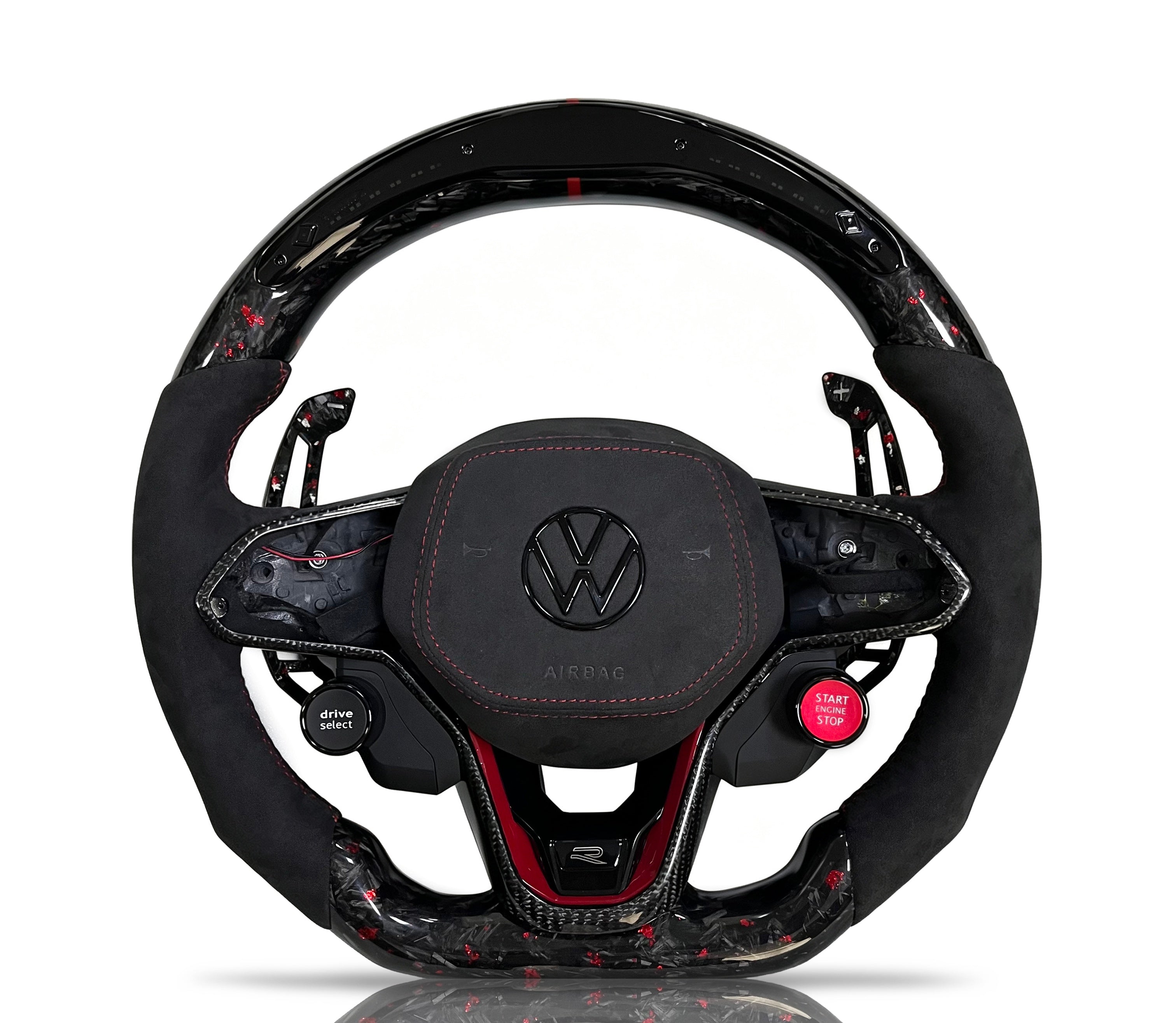 Volkswagen Golf Forged Carbon Fibre & Alcantara Steering Wheel (Design 28) on a clean white background
