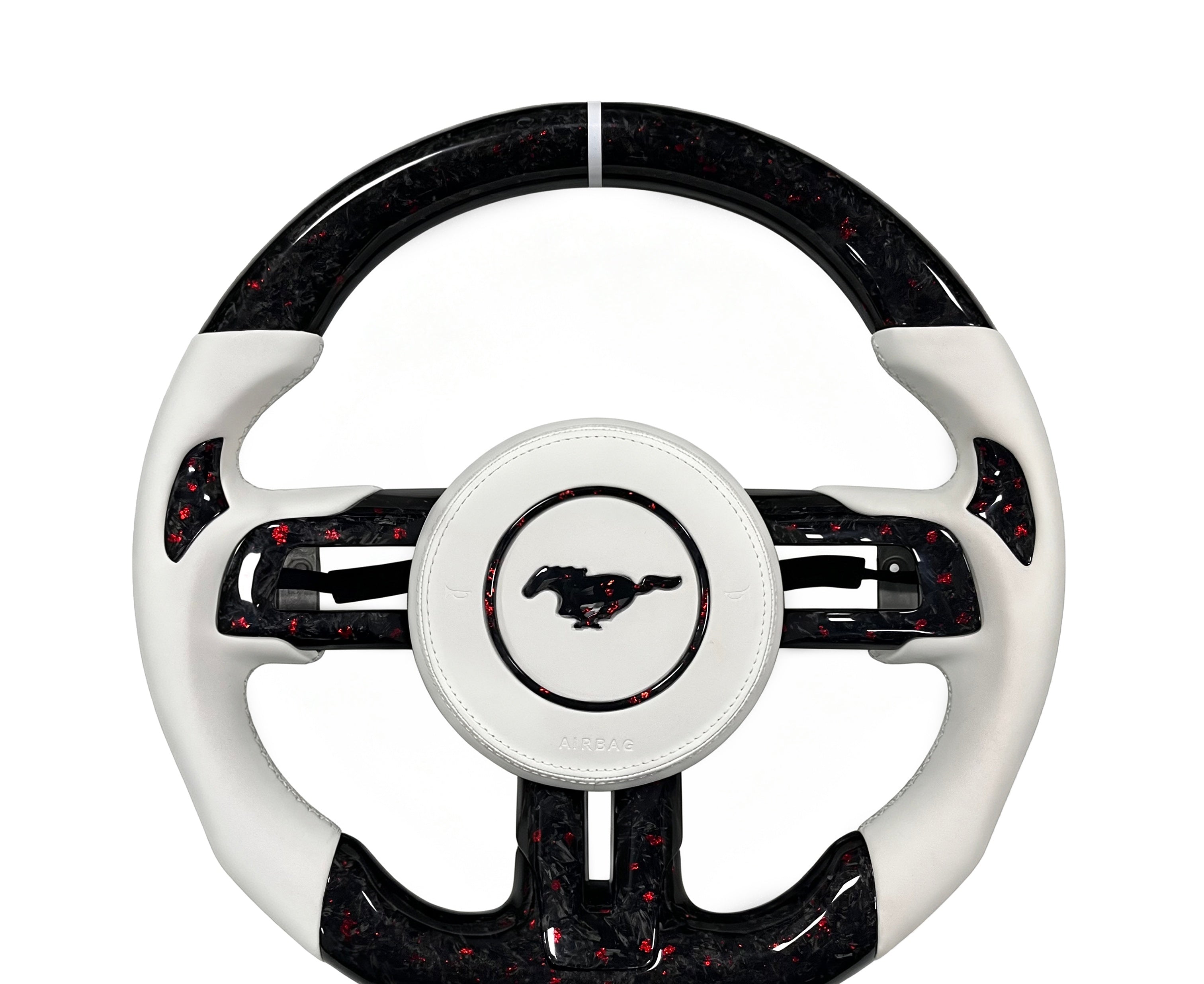 Mustang Mustang Forged Carbon Fibre & Leather Steering Wheel (Design 16) on a clean white background