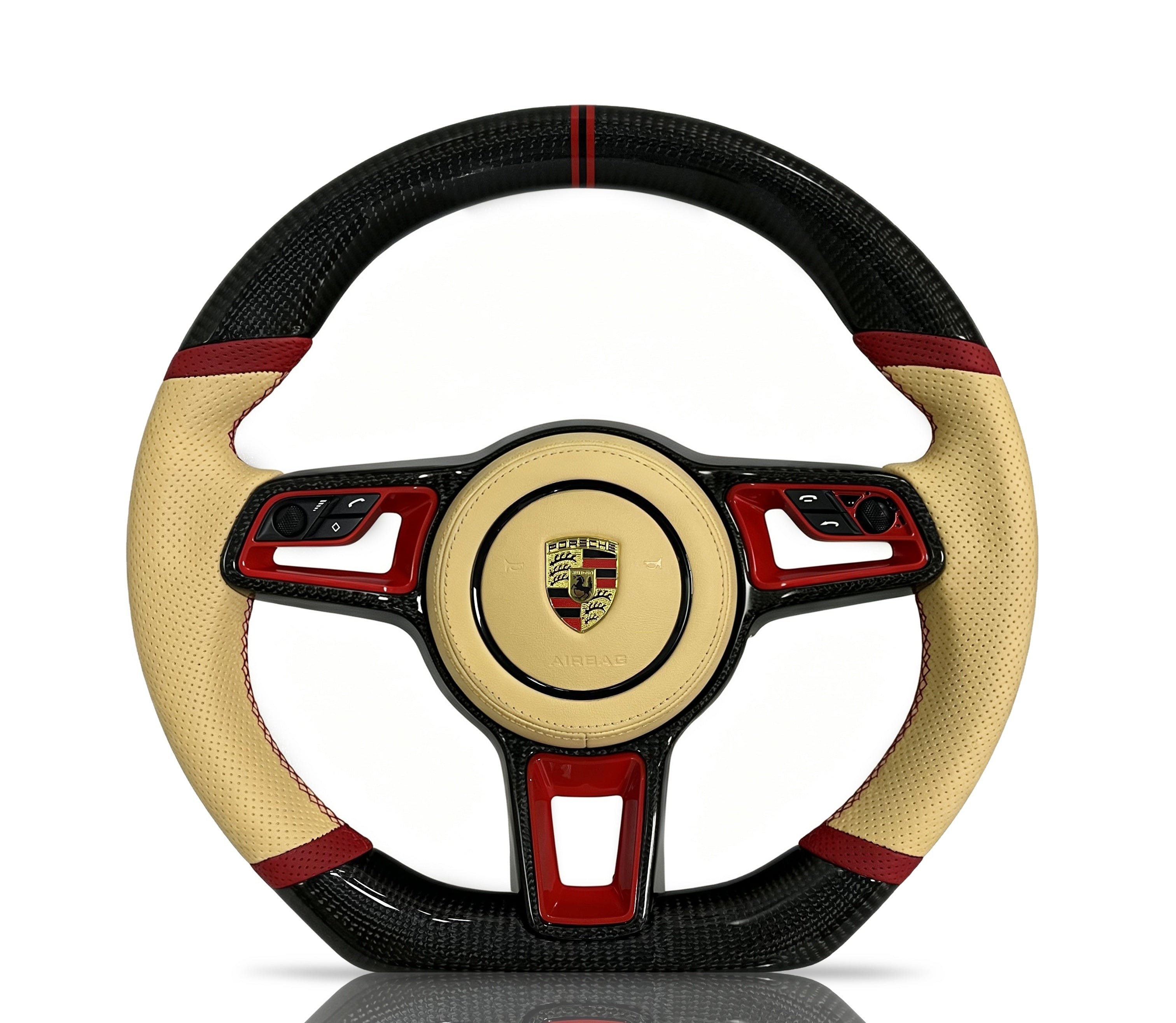 Vero Motorsport Porsche Carbon Fibre & Perforated Leather Steering Wheel (Design 3)