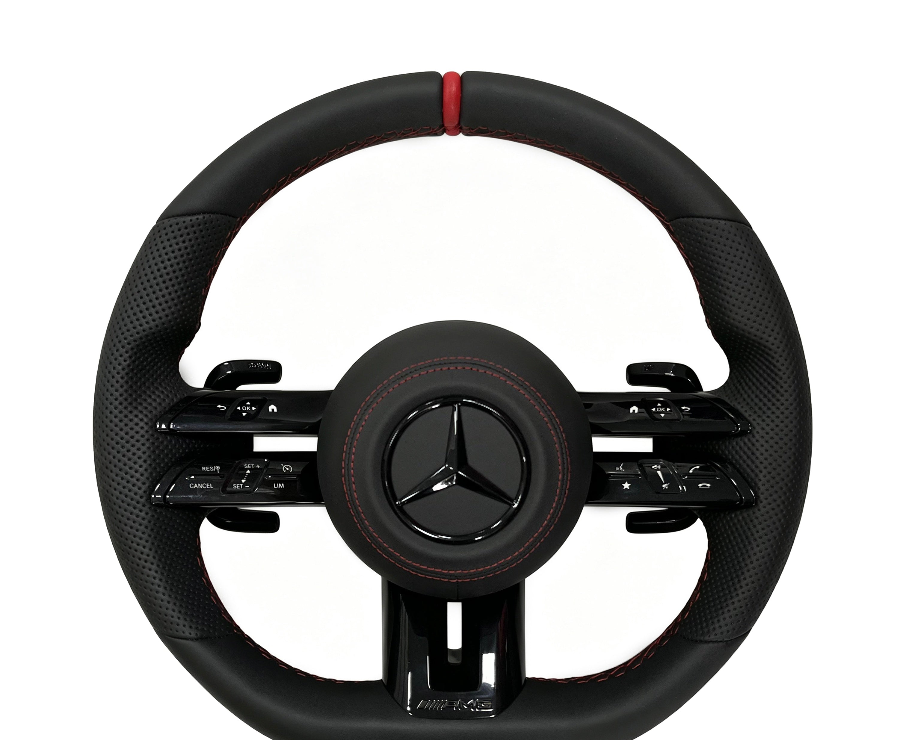 Mercedes-Benz Smooth Leather & Perforated Leather Steering Wheel (Design 24) on a clean white background
