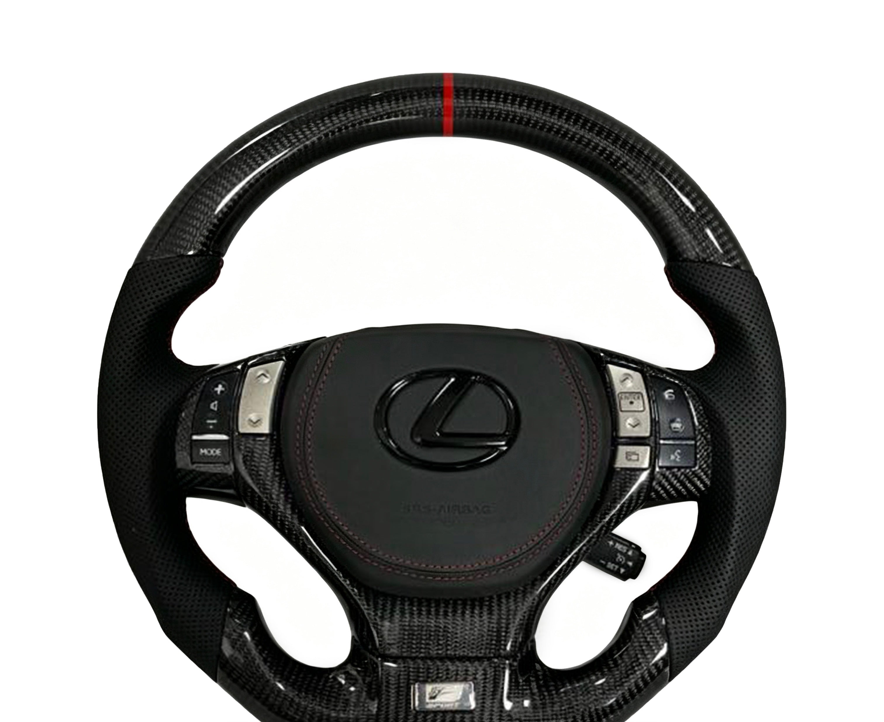 Lexus Carbon Fibre & Perforated Leather Steering Wheel X on a clean white background