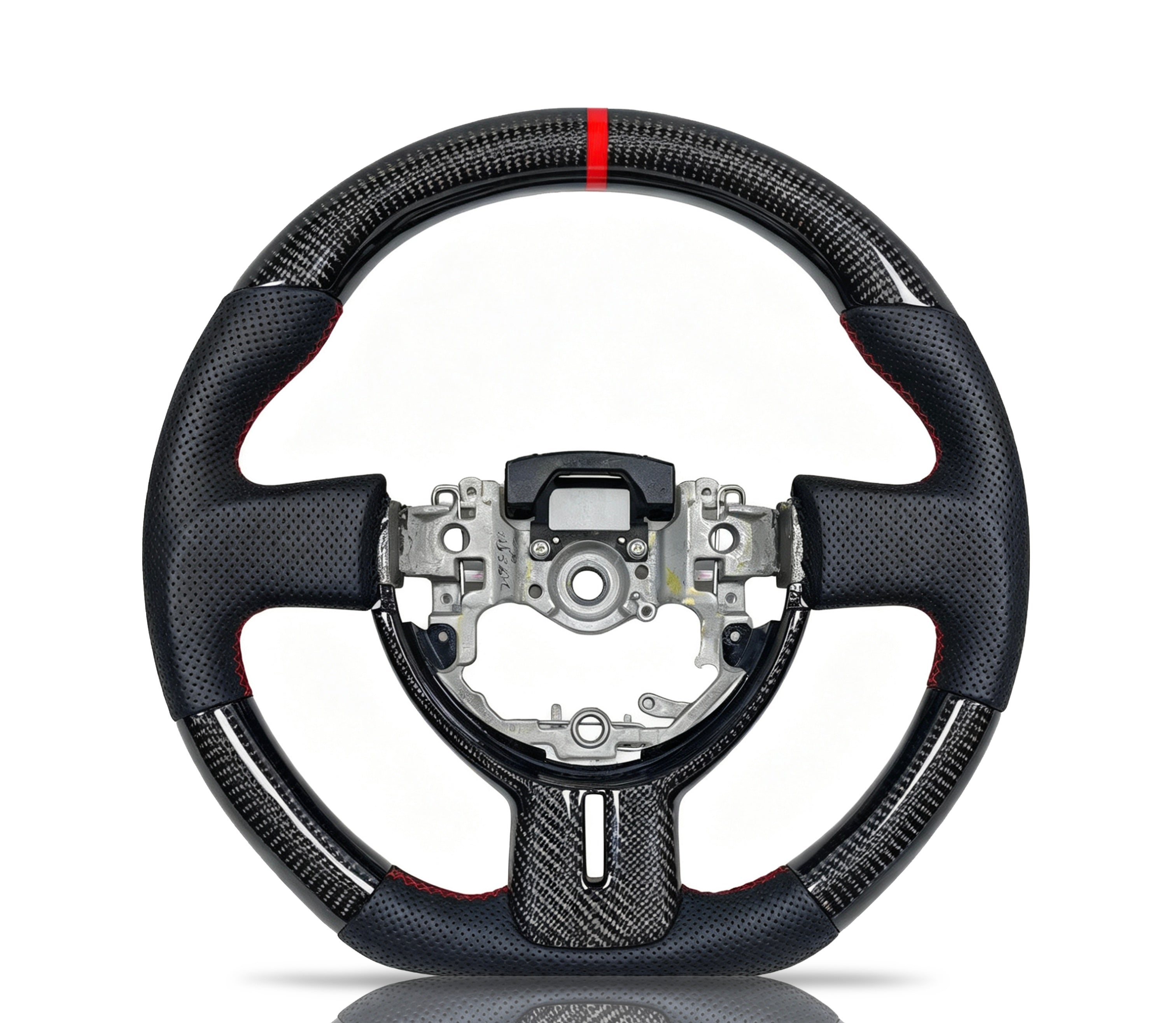 Toyota GT86 Carbon Fibre & Perforated Leather Steering Wheel (Design 02) on a clean white background