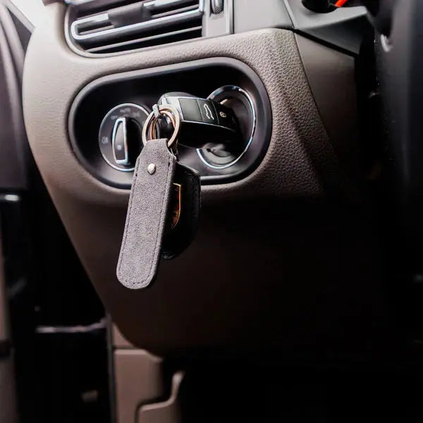 Vero Motorsport Alcantara keychain detail view