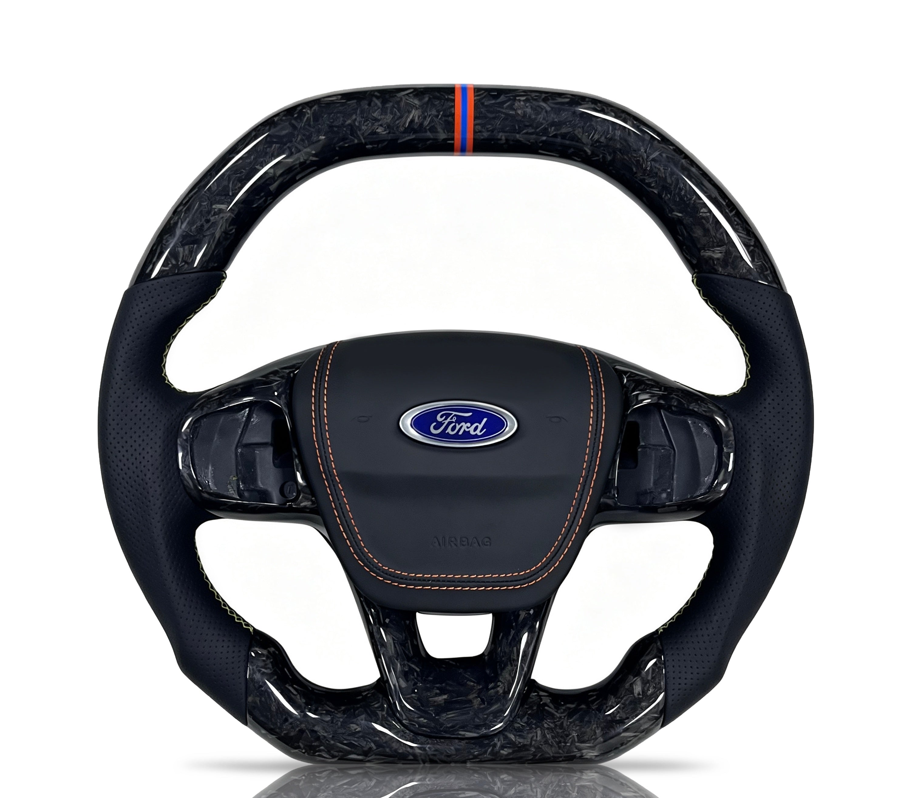 Ford Forged Carbon & Perforated Leather Steering Wheel (Design 4) on a clean white background