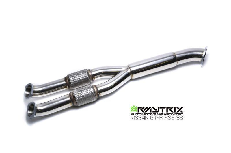Armytrix Valvetronic 90mm Stainless Steel Exhaust System with Race Y-Pipe & Quad Chrome Tips Nissan GT-R R35