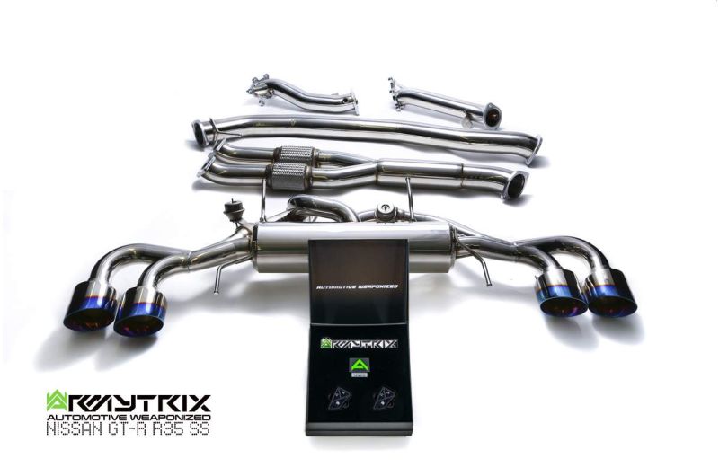 Armytrix Valvetronic 90mm Stainless Steel Exhaust System with Race Y-Pipe & Quad Chrome Tips Nissan GT-R R35