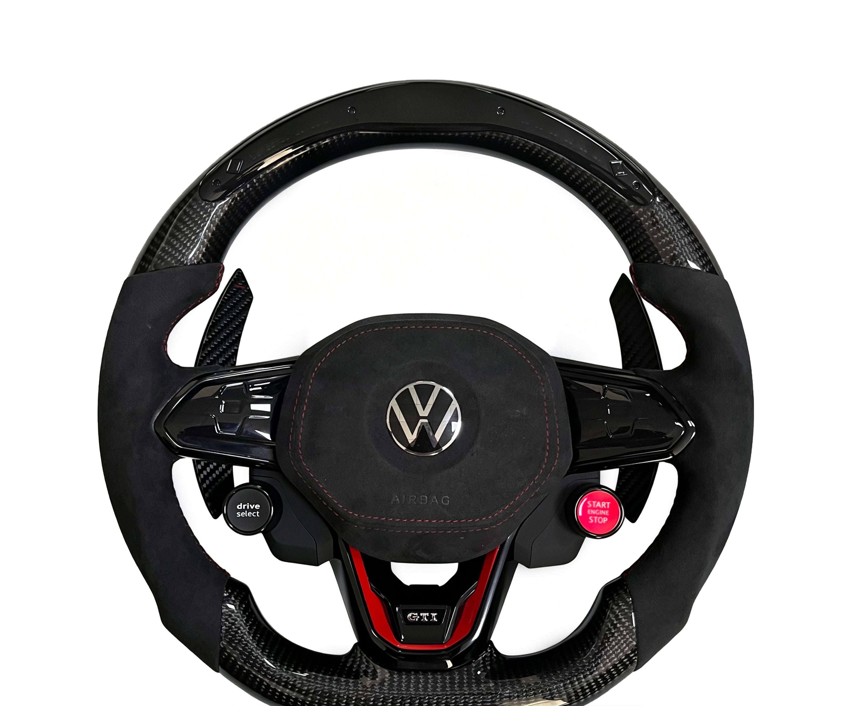 Volkswagen Golf Carbon Fibre & Alcantara Steering Wheel (Design 24) on a clean white background