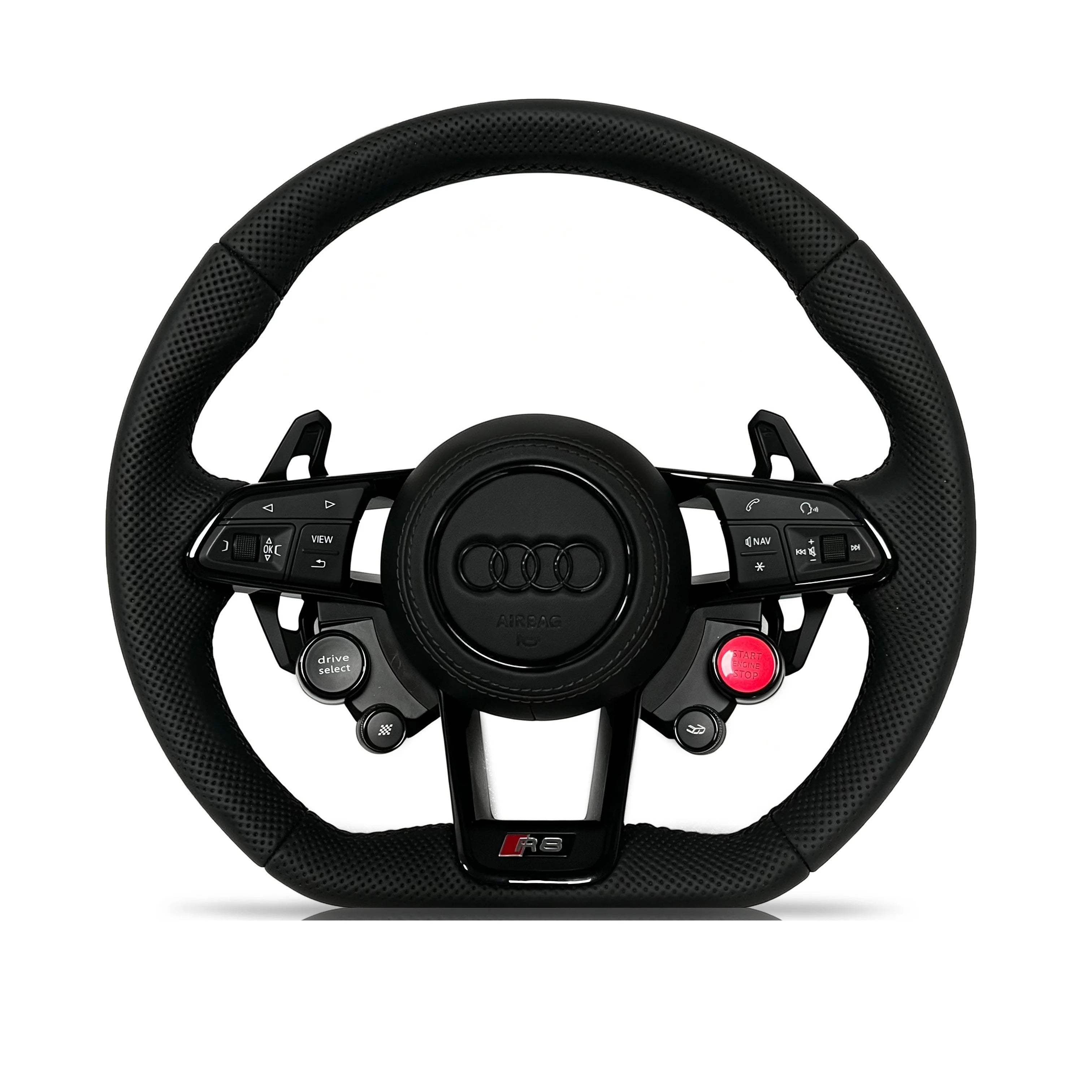 Steering wheel on a clean white background