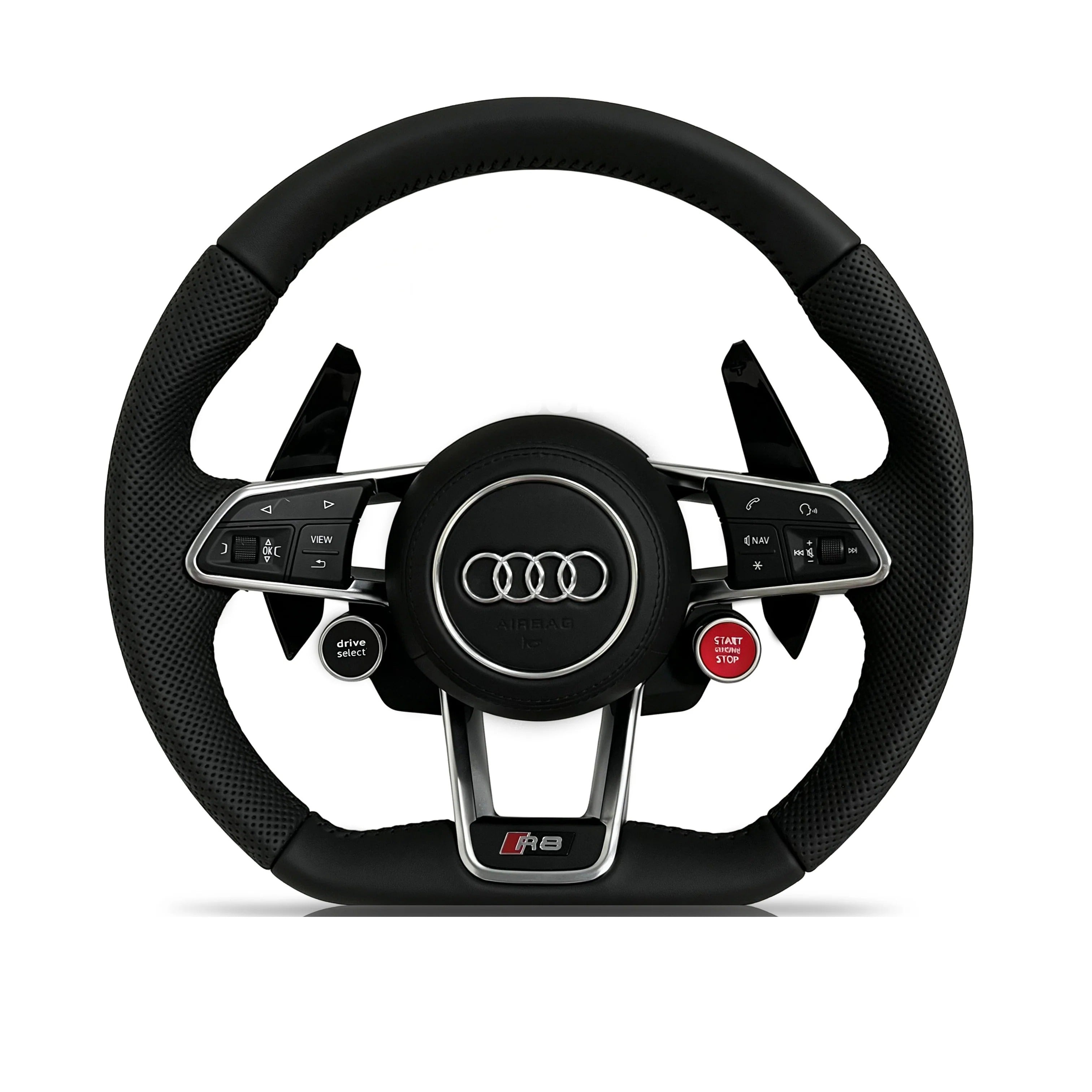 Steering wheel on a clean white background