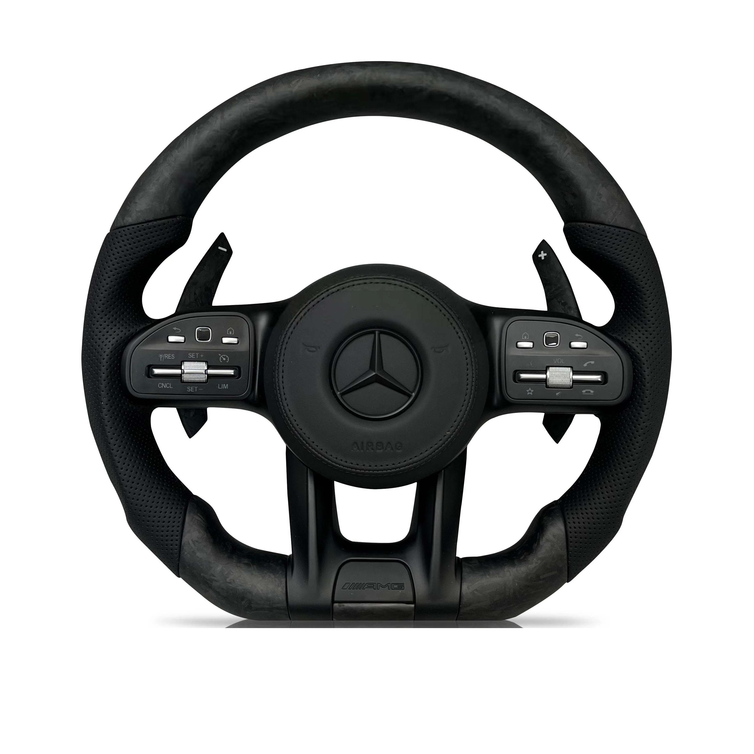 Steering wheel on a clean white background