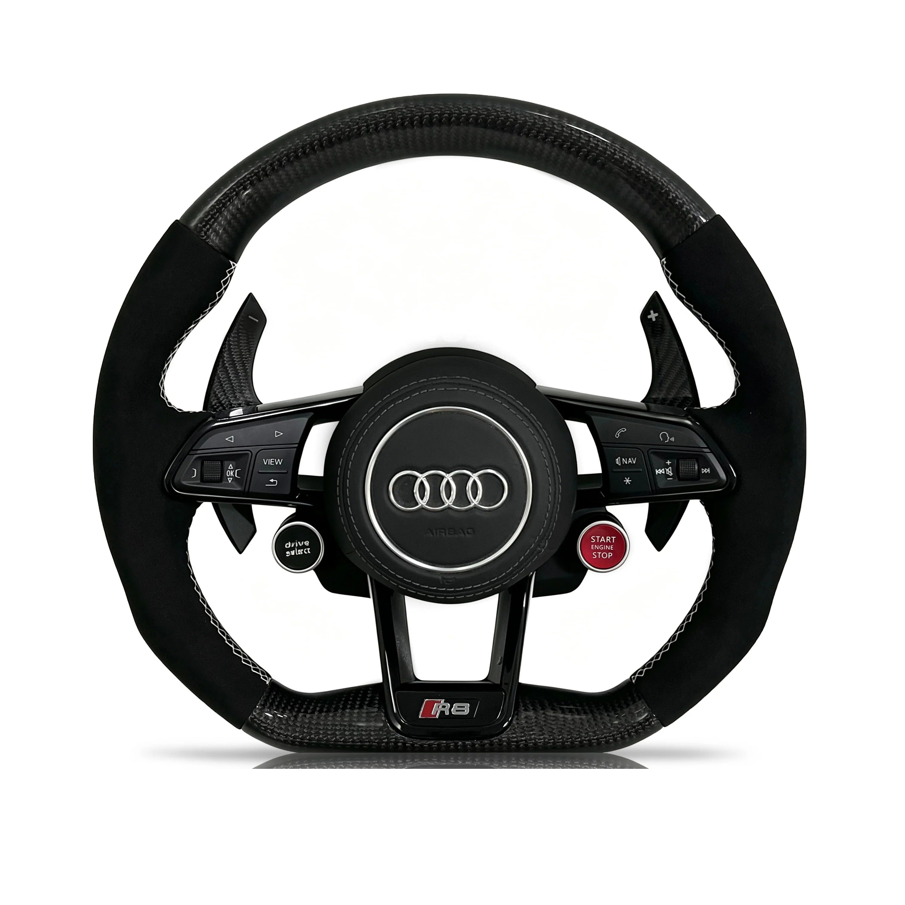 Steering wheel on a clean white background